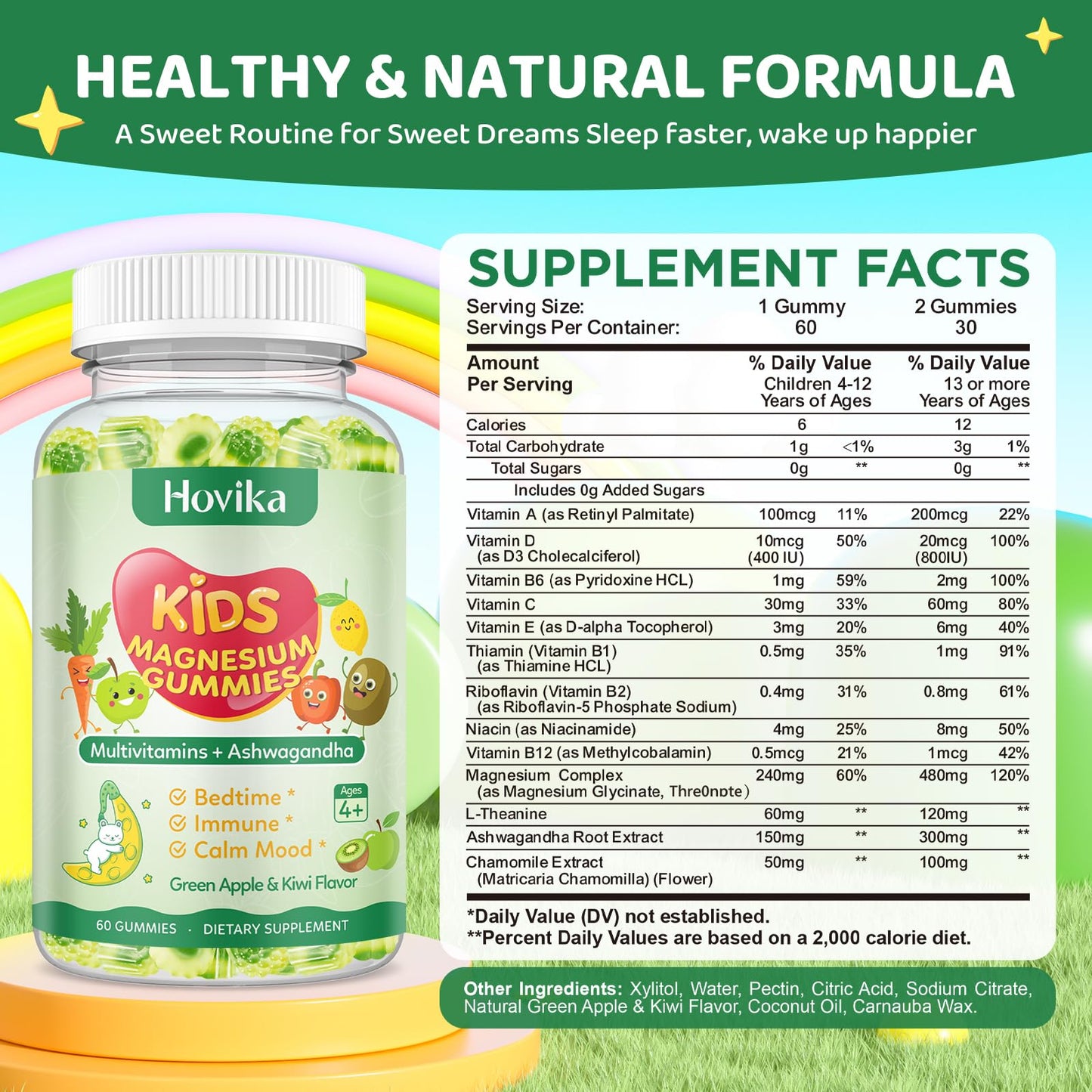 Hovika Magnesium Gummies for Kids Gummy 60 Count
