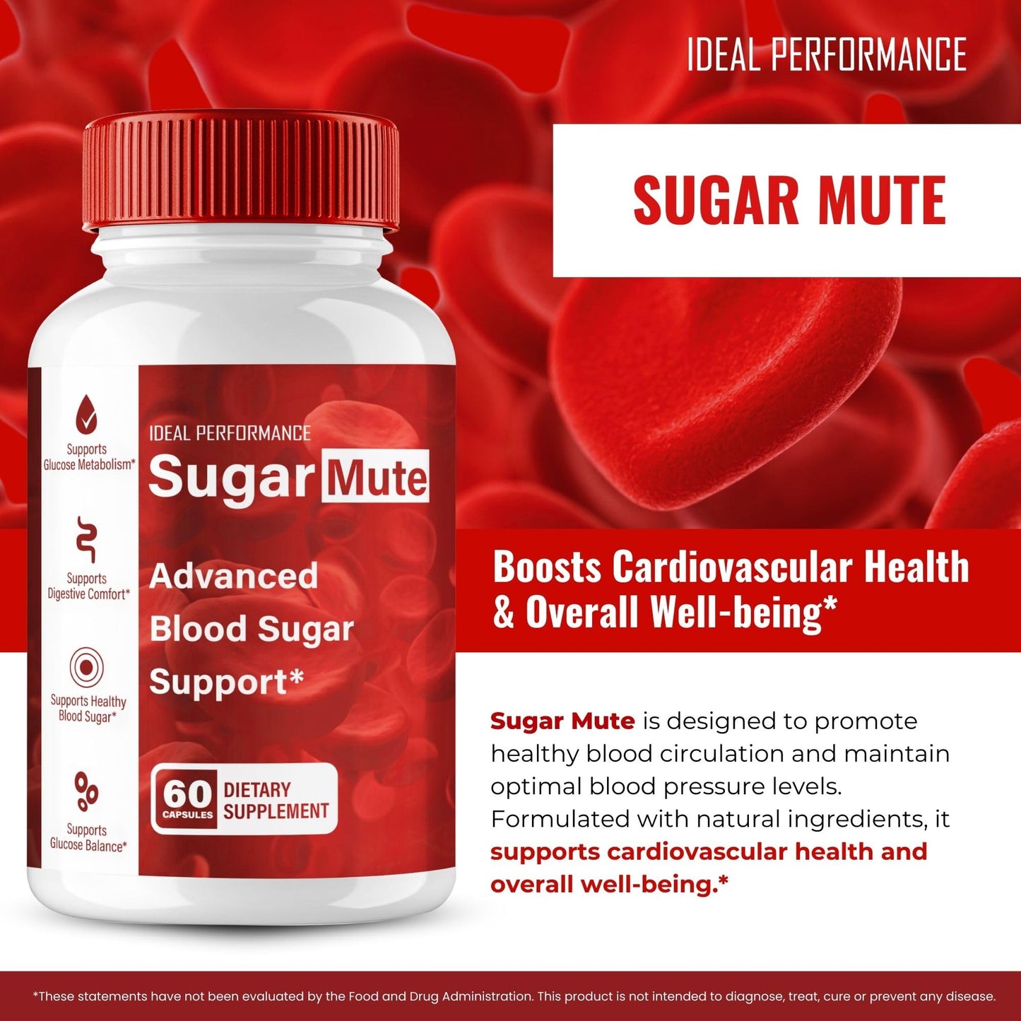 Ideal Performance SugarMute Blood Sugar Support Capsules, 60 Count