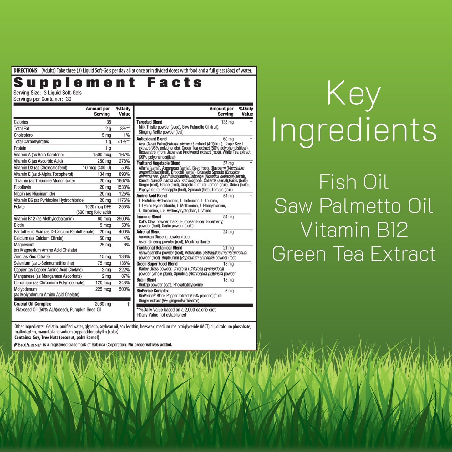 Irwin Naturals Men's Living Green Daily Multivitamin Softgel 90 Count