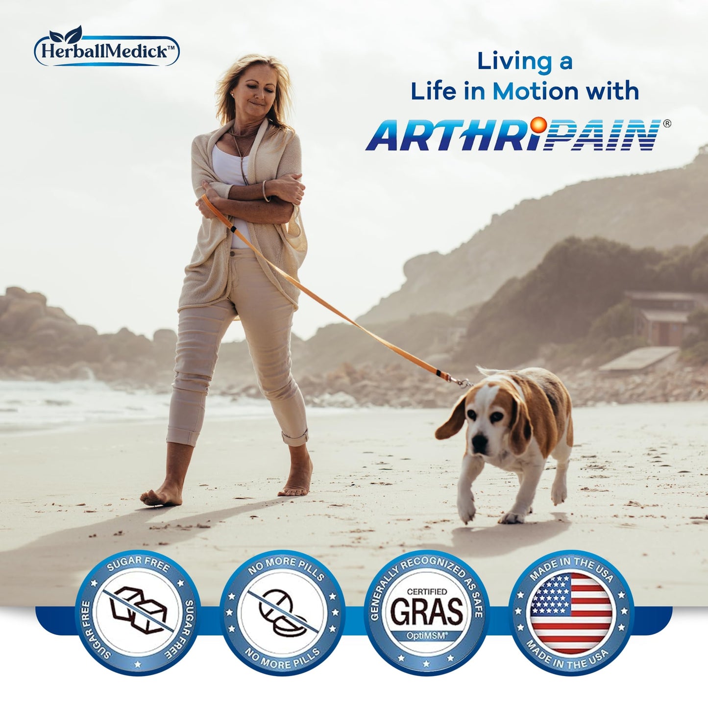 HerballMedick Arthripain Joint Support Supplement Glucosamine Chondroitin MSM Powder 3.75 oz