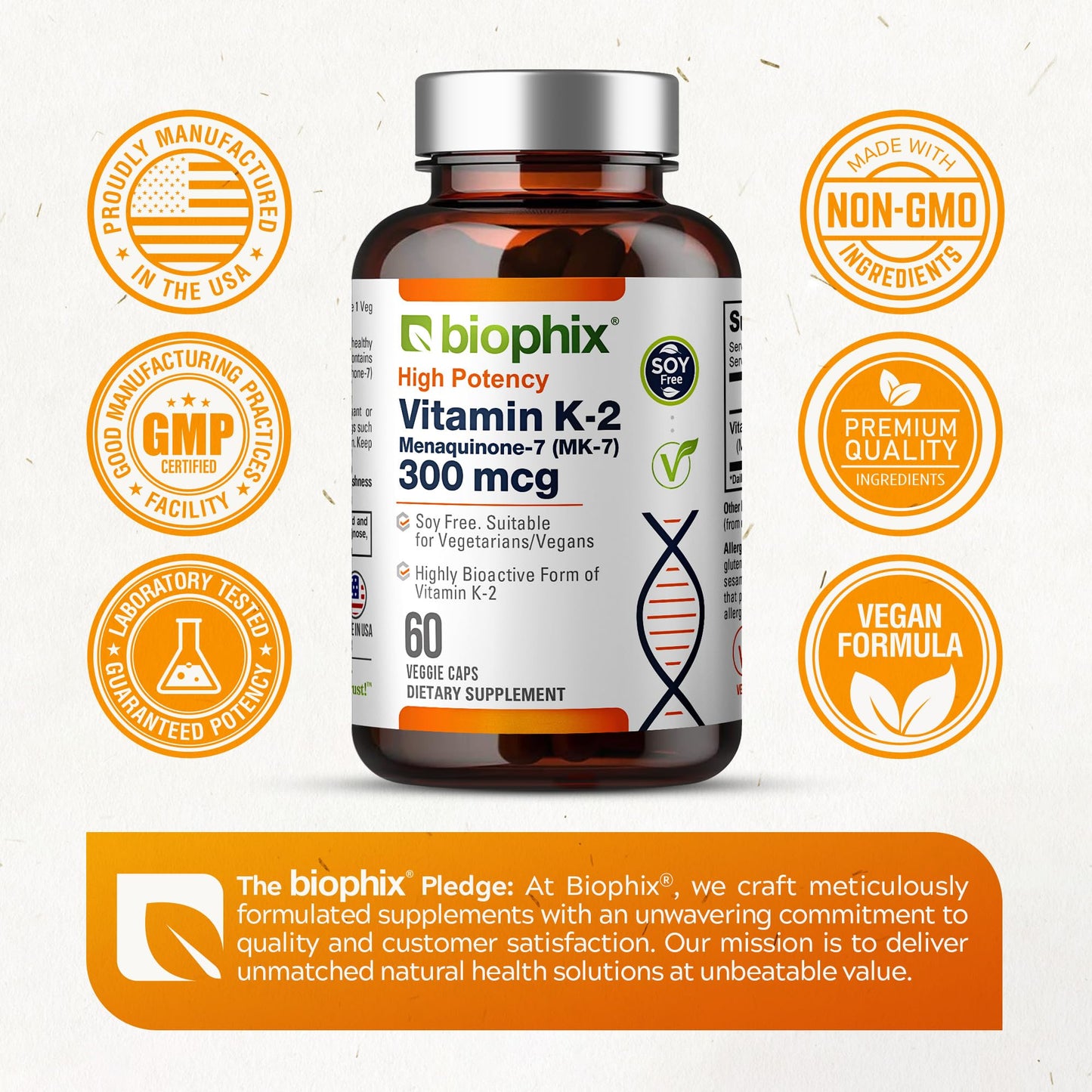 biophix Vitamin K2 MK-7 300mcg, 60 Capsules