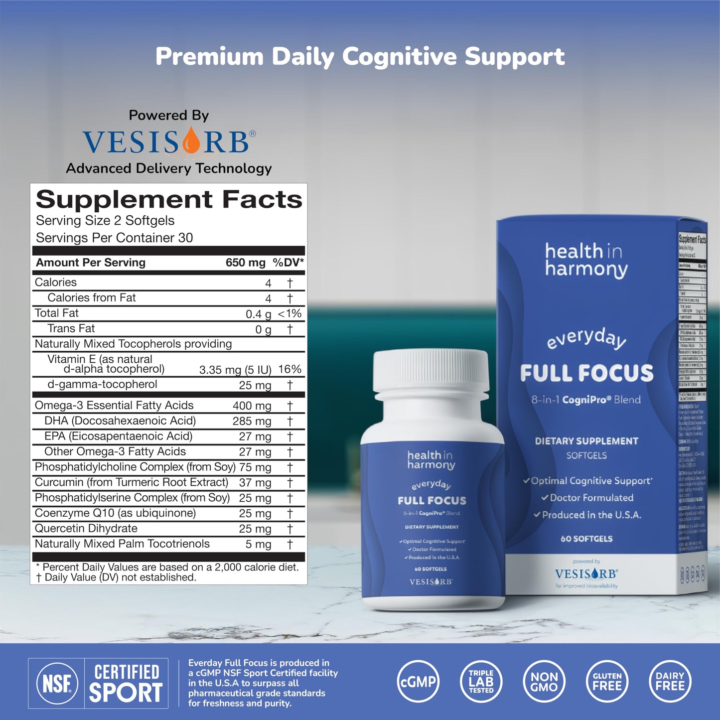 HEALTH IN HARMONY Everyday Full Focus Softgels 60 Count