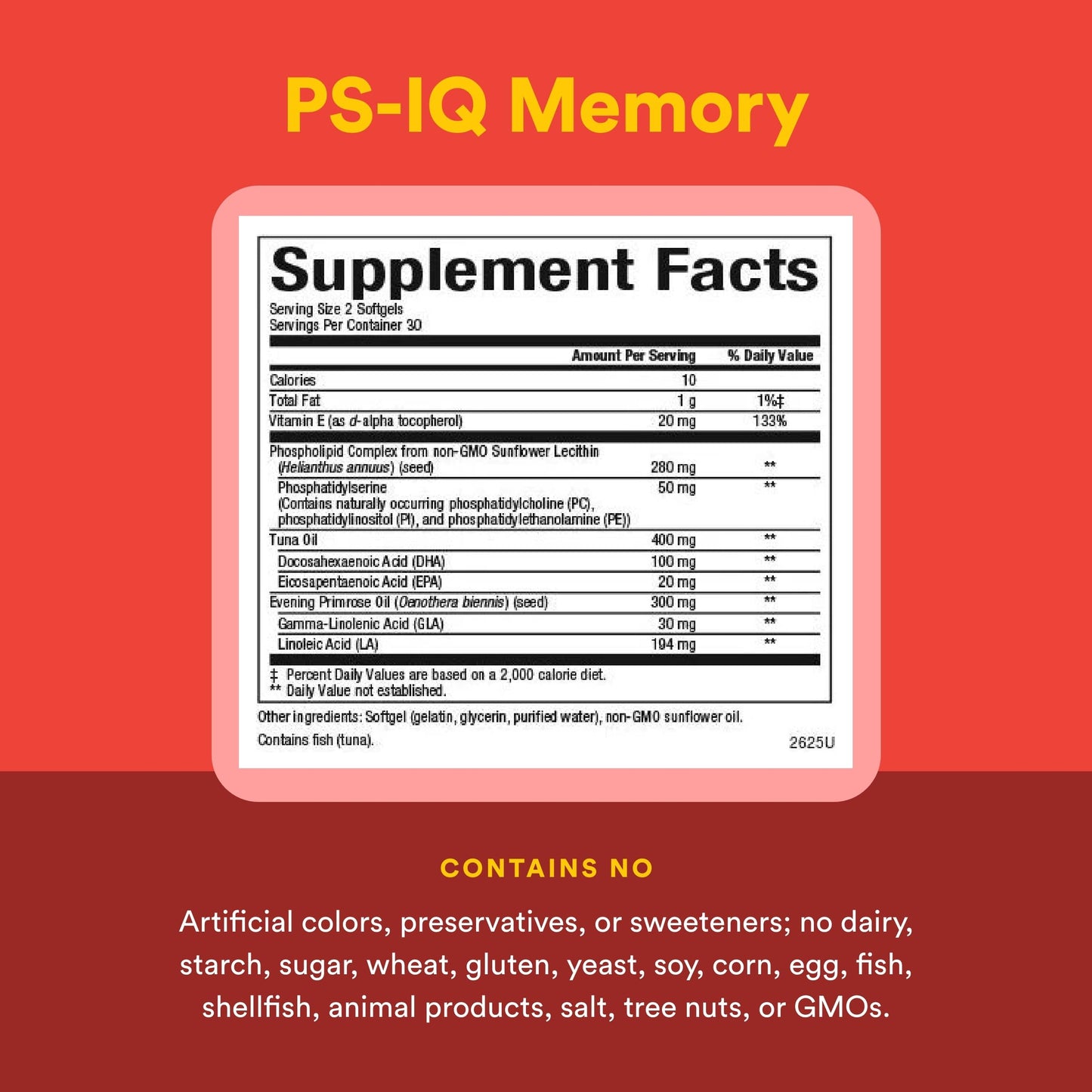 Natural Factors PS-IQ Memory 25mg Softgels 60 Count