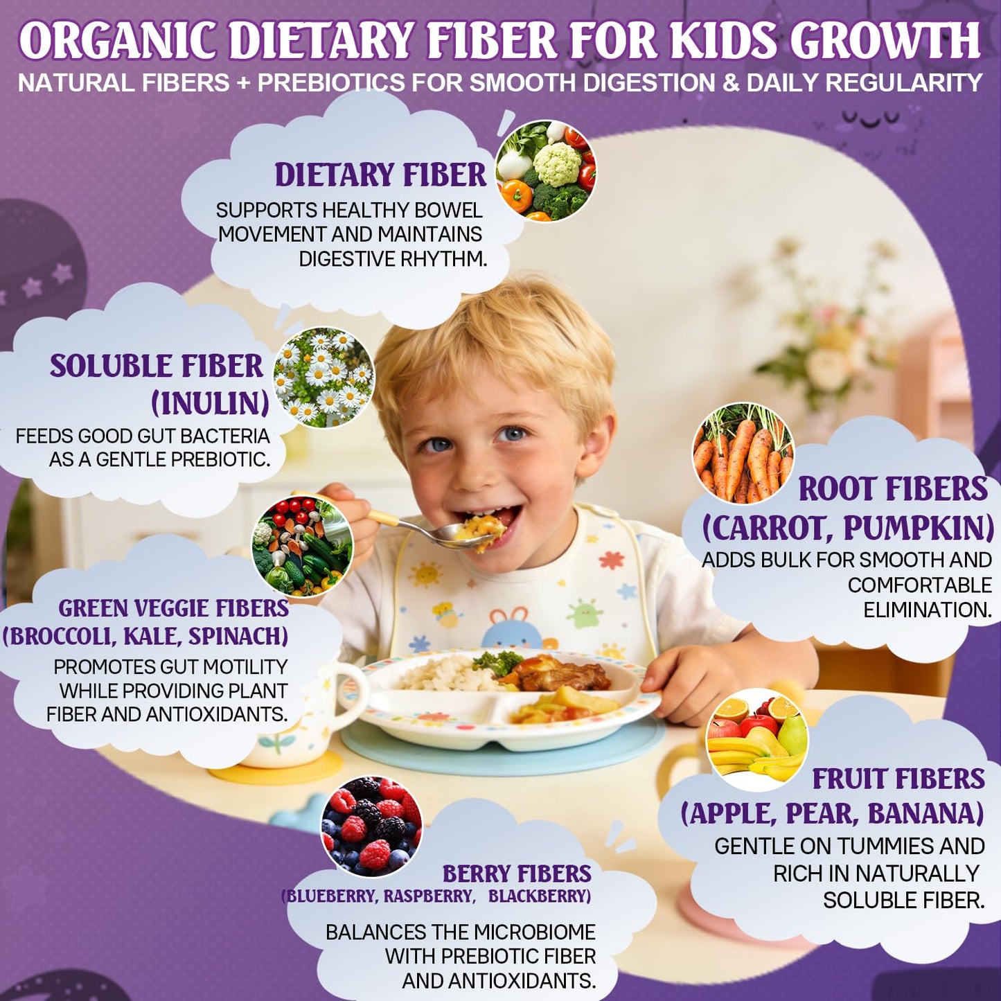Crasye Kids Probiotic + Prebiotic Fiber 5G Gummies, 60 Gummies