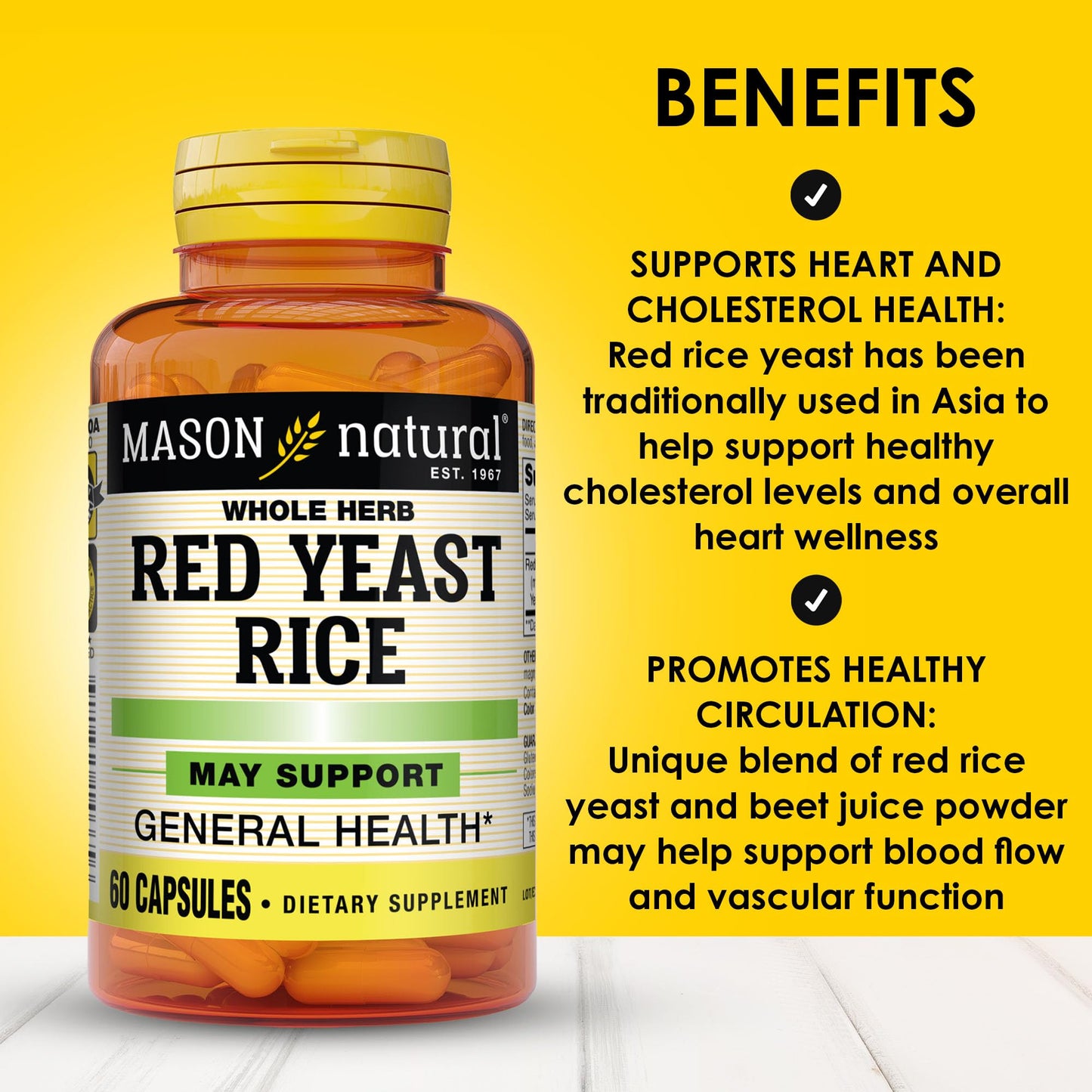Mason Natural Red Yeast Rice Capsules, 180 Count