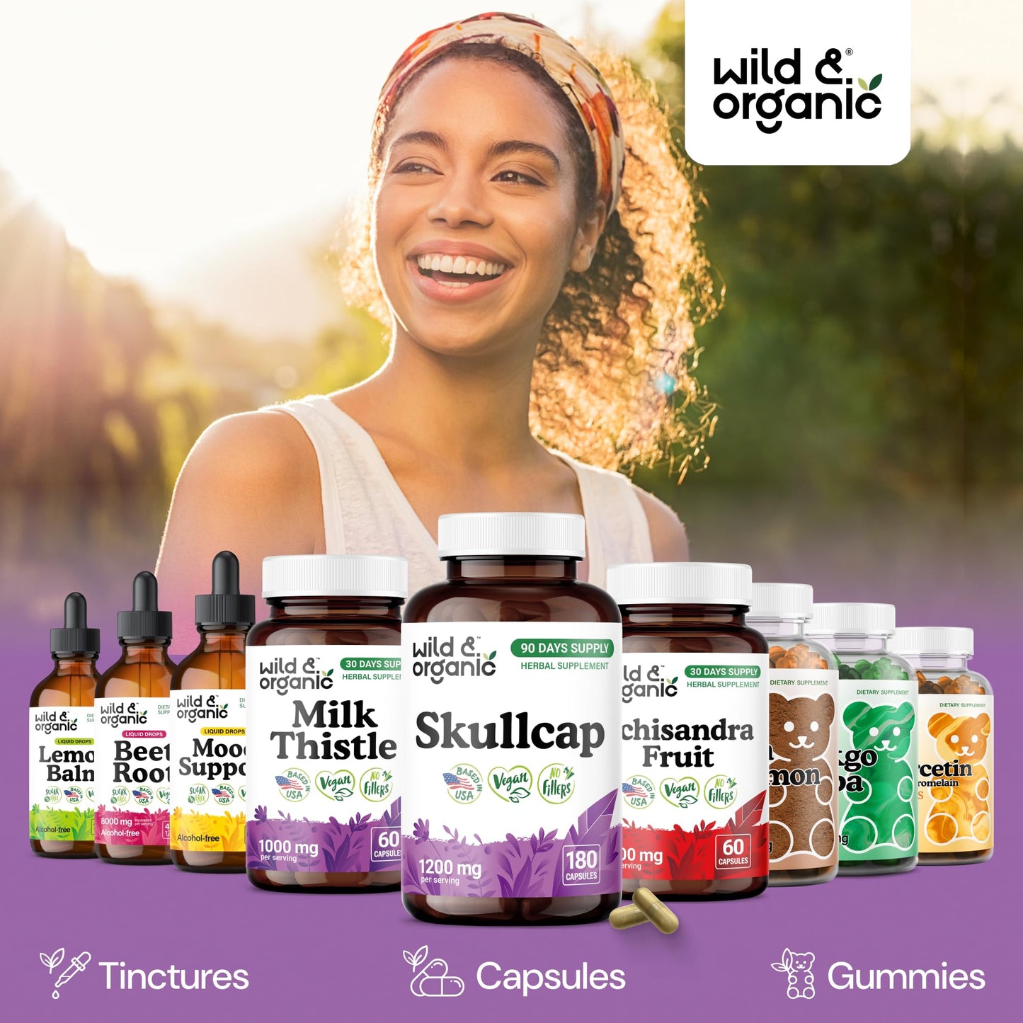 Wild & Organic Skullcap 1200 mg Capsules 180