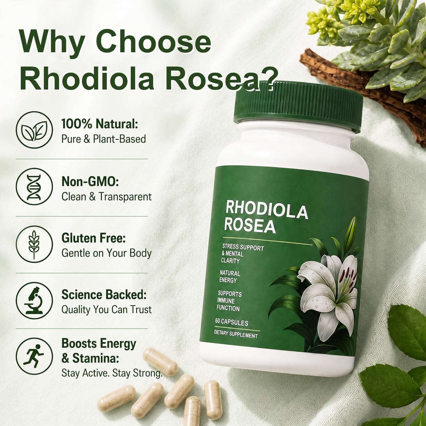 Shileoo Rhodiola Rosea 60 Capsules