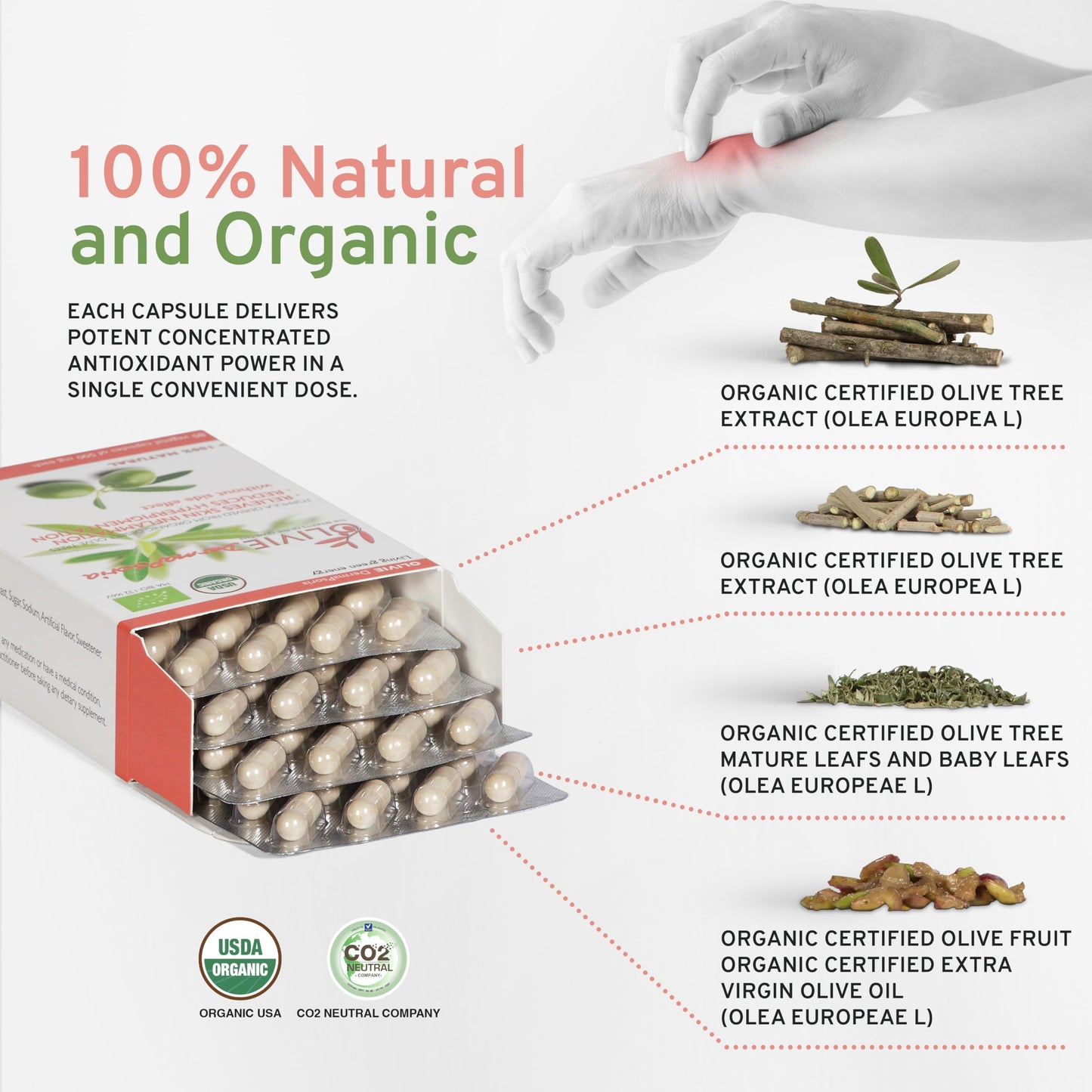 OLIVIE LES BIENFAITS DE L'OLIVIER DERMAPSORIA Organic Olive Leaf Extract Skin Supplement Capsule 80