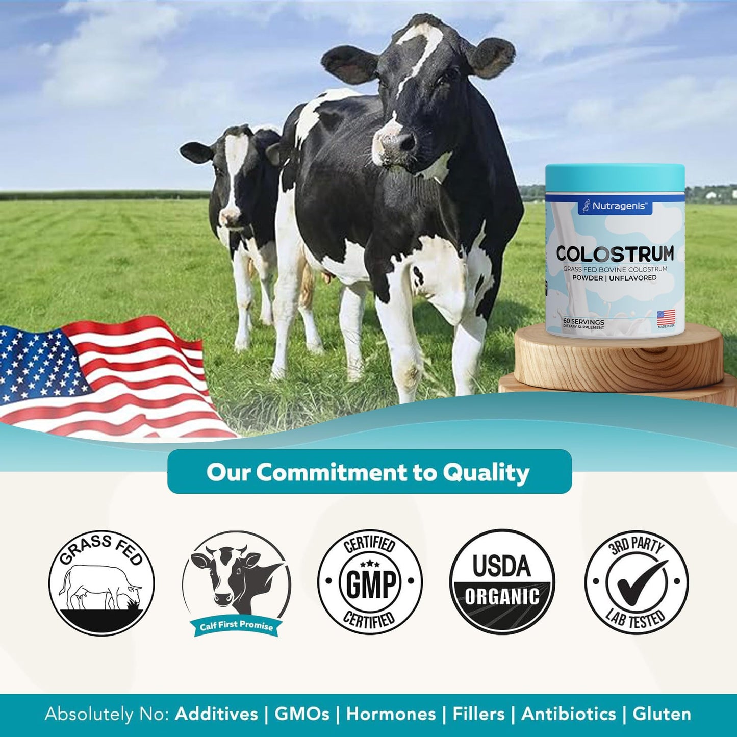 Nutragenis Colostrum Premium Powder for Gut Health, Immunity, Muscle Recovery & Bloating Relief, 4.23 Ounce