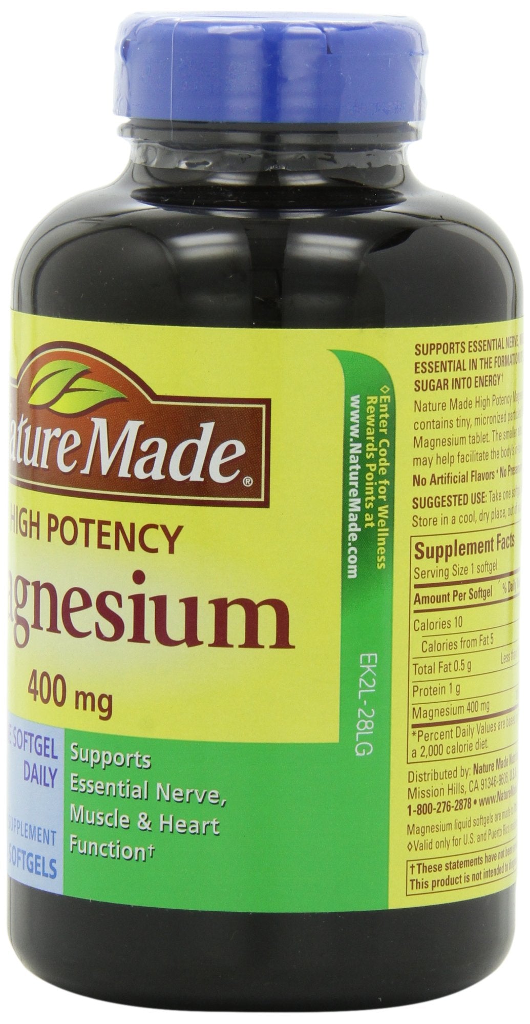 Nature Made High Potency Magnesium 400 mg Softgels, 150 Softgels