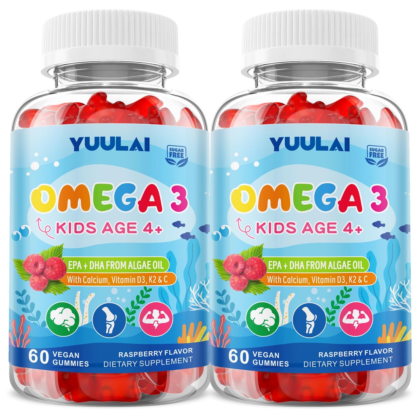 YUULAI Omega-3 Gummies for Kids, 120 Count