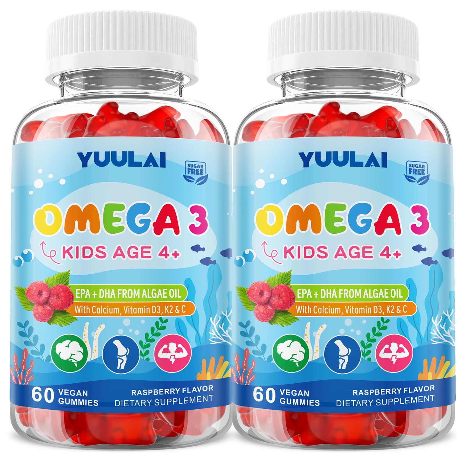 YUULAI Omega-3 Gummies for Kids, 120 Count