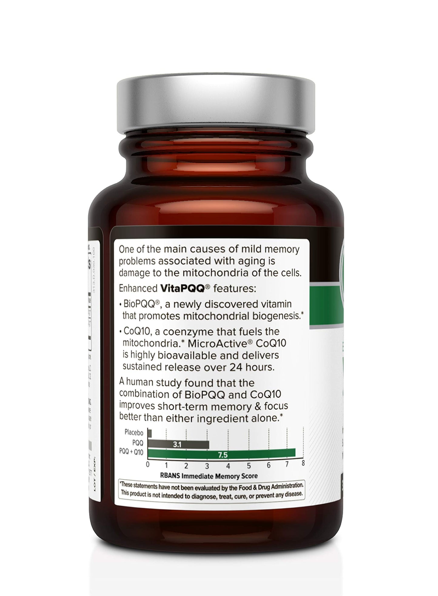 Quality of Life VitaPQQ with MicroActive CoQ10-SR Premium Supplement - Anti Aging, Memory, Energy, Focus, Cognitive and Heart Health Capsules 30