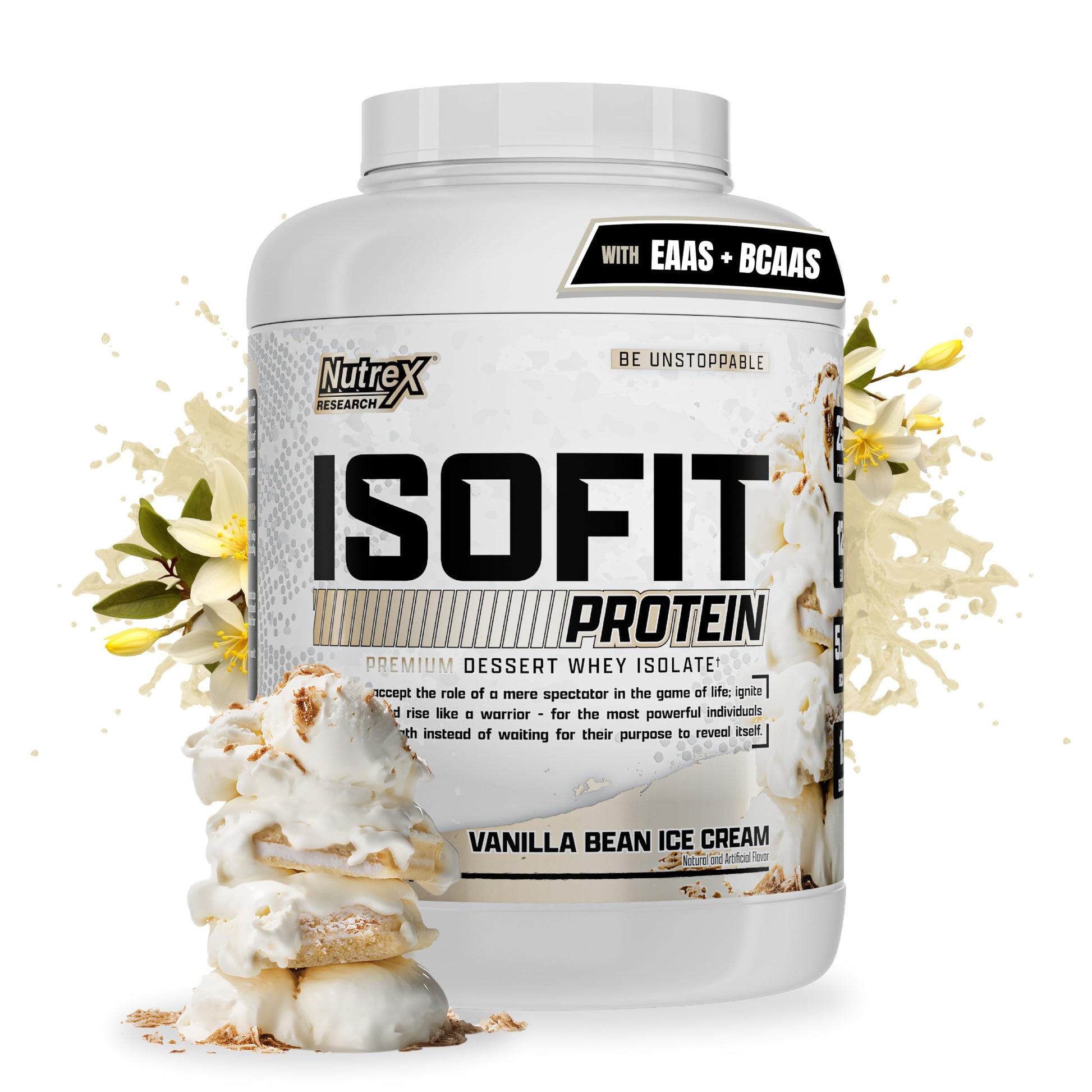 Nutrex Research IsoFit Whey Protein Isolate Powder, Vanilla Bean Ice Cream, 70 Servings