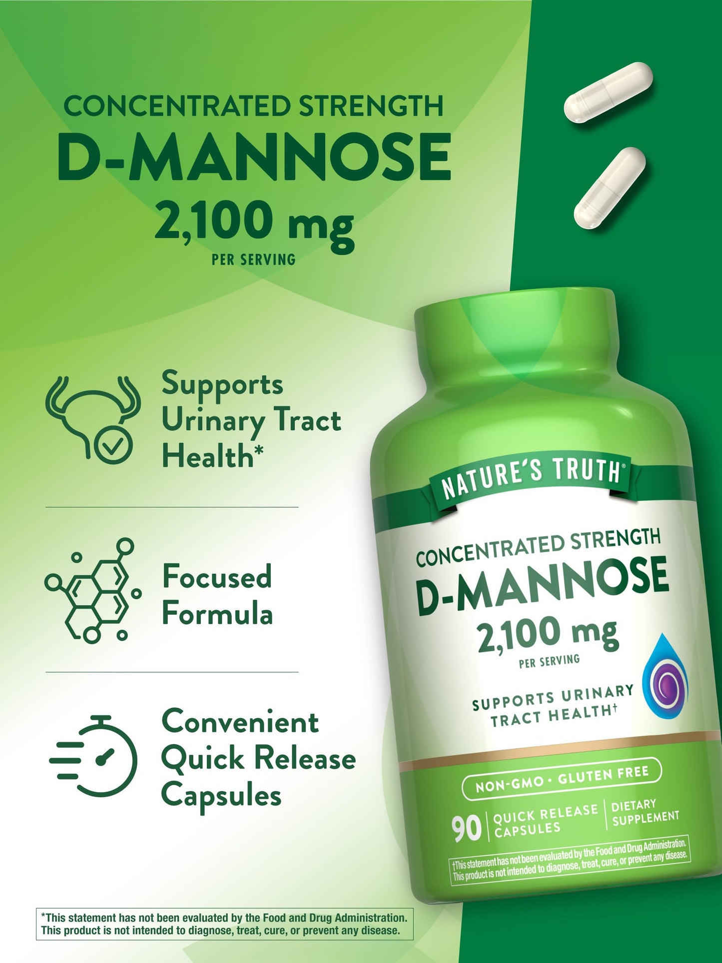 Nature's Truth D-Mannose Capsules 90 Count