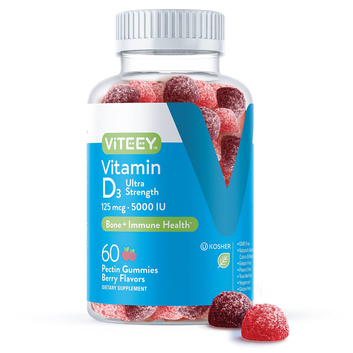 Viteey Vitamin D3 Gummies for Adults & Teens 60 Count