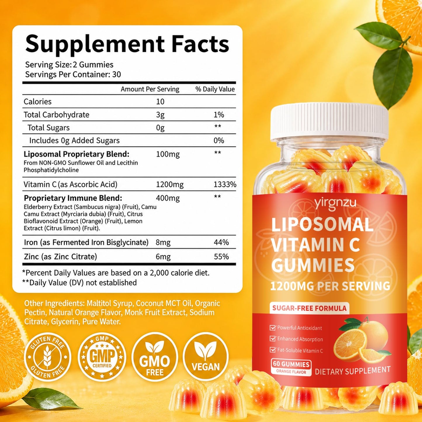 yirgnzu Liposomal Vitamin C Gummies 120