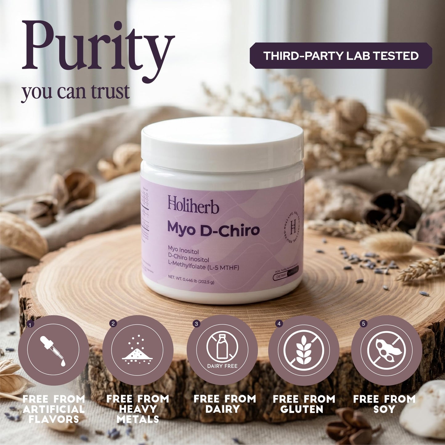 Holiherb Myo D-Chiro Inositol 40:1 Powder for Women, 7.14 oz