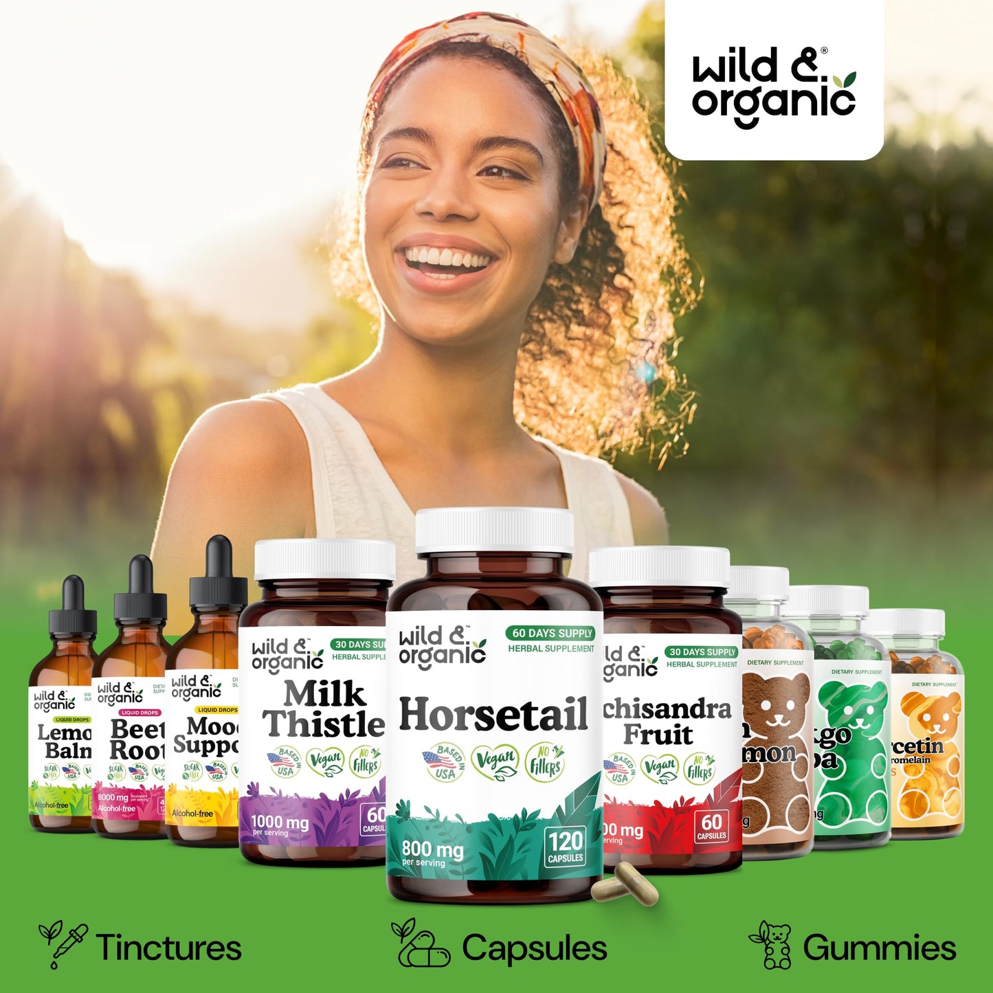 Wild & Organic Horsetail Herb Capsules, 120 Count