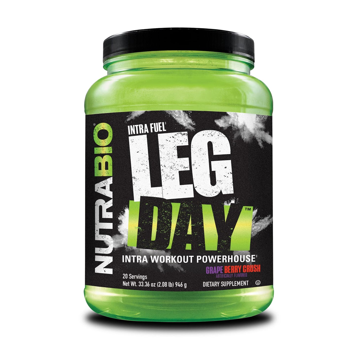 NutraBio Leg Day Intra Workout Powder – Grape Berry, 20 Servings