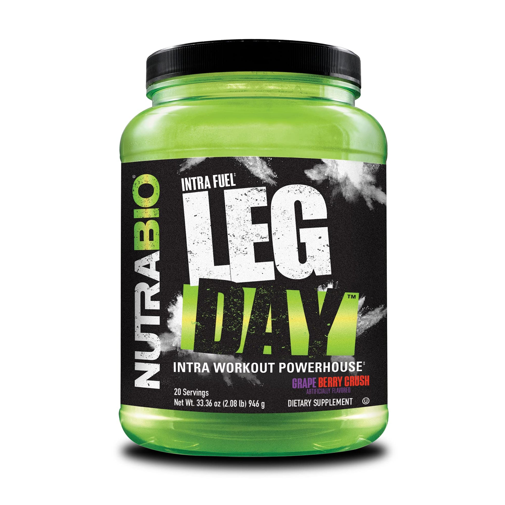 NutraBio Leg Day Intra Workout Powder – Grape Berry, 20 Servings