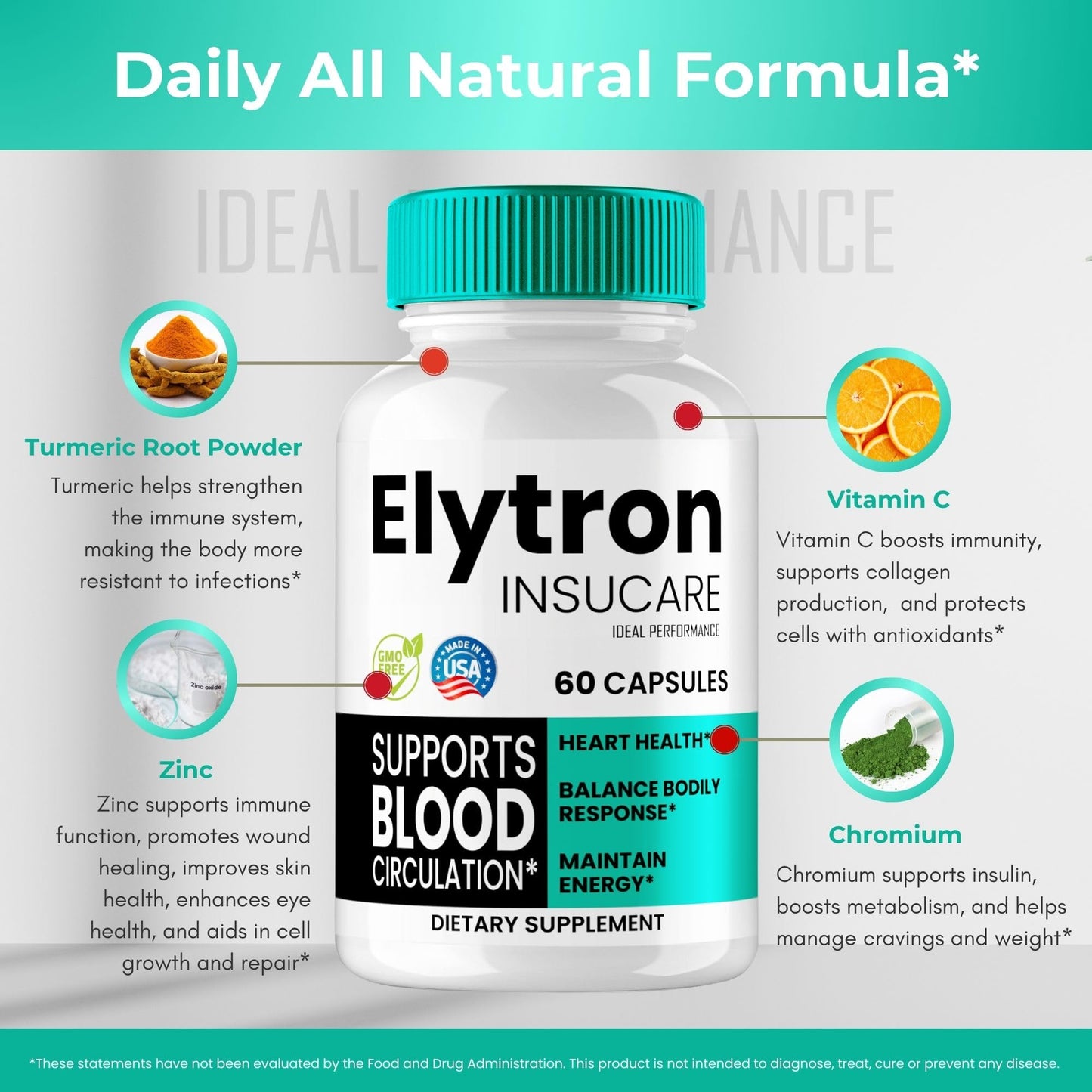 IDEAL PERFORMANCE Elytron Insucare Advanced Blood Formula Capsules 180 Count
