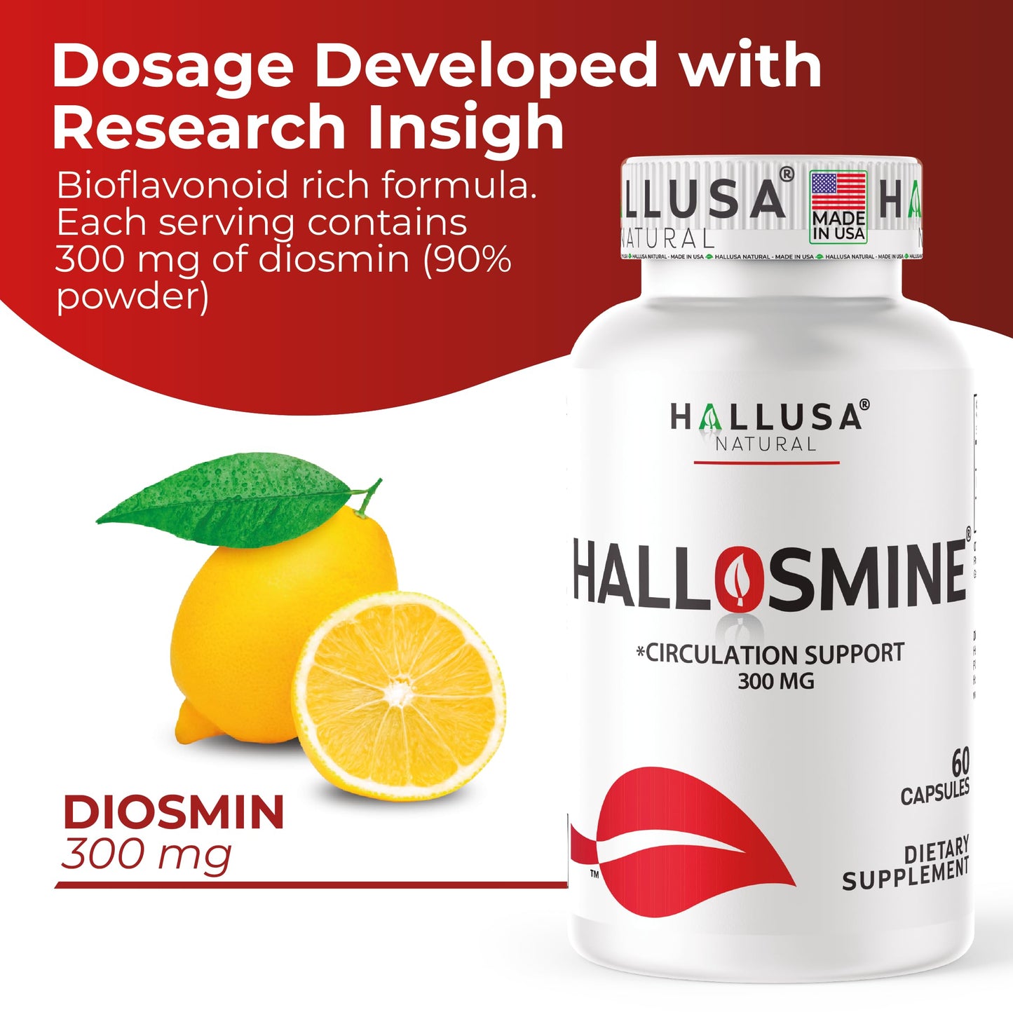 Hallusa Natural Diosmin Circulation Capsule, 60 Count