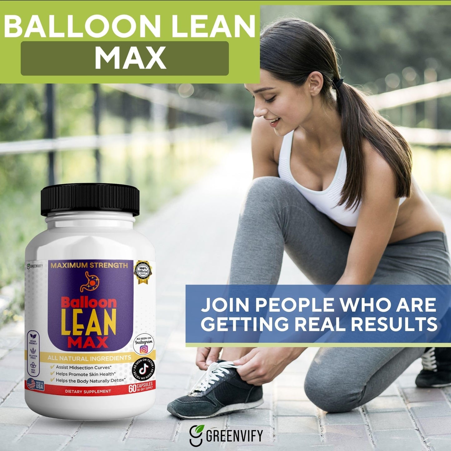GREENVIFY Balloon Lean Max Maximum Strength Dietary Supplement 60 Capsules