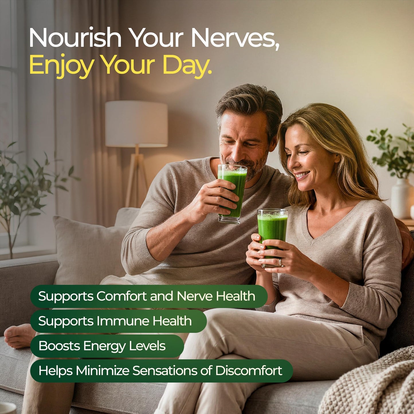 The Nerve Brand Neuropathy Superfood Blend Greens Powder with R Alpha Lipoic Acid & Lions Mane for Nerve Support, Citrus Breeze, 9.5 oz
