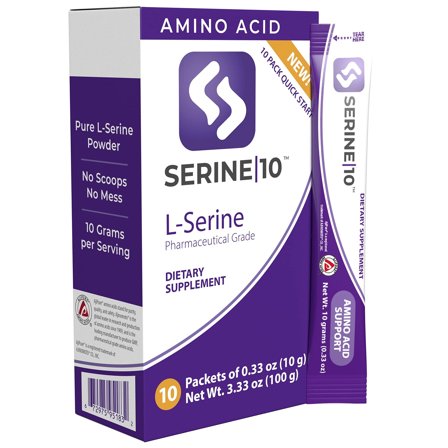 SERINE 10 L-Serine Nootropics Packets Powder, 10 Packets