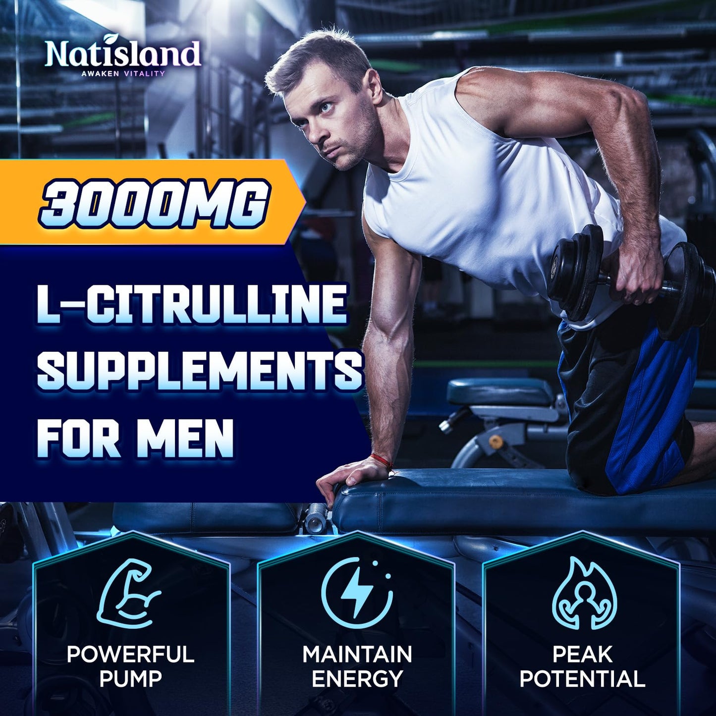 NATISLAND L-Citrulline for Men Gummies 60 Count