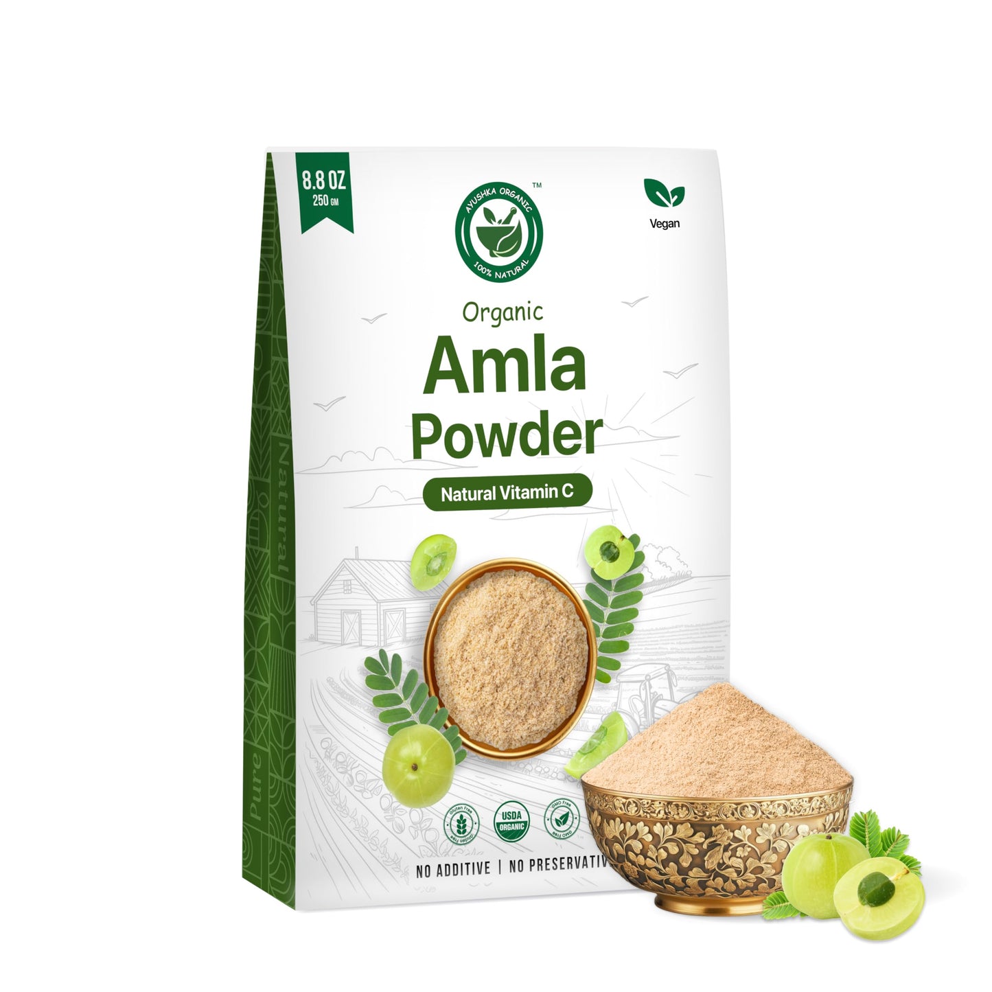 Ayushka Organic Superfoods Amla Berry Powder, 8.8 oz