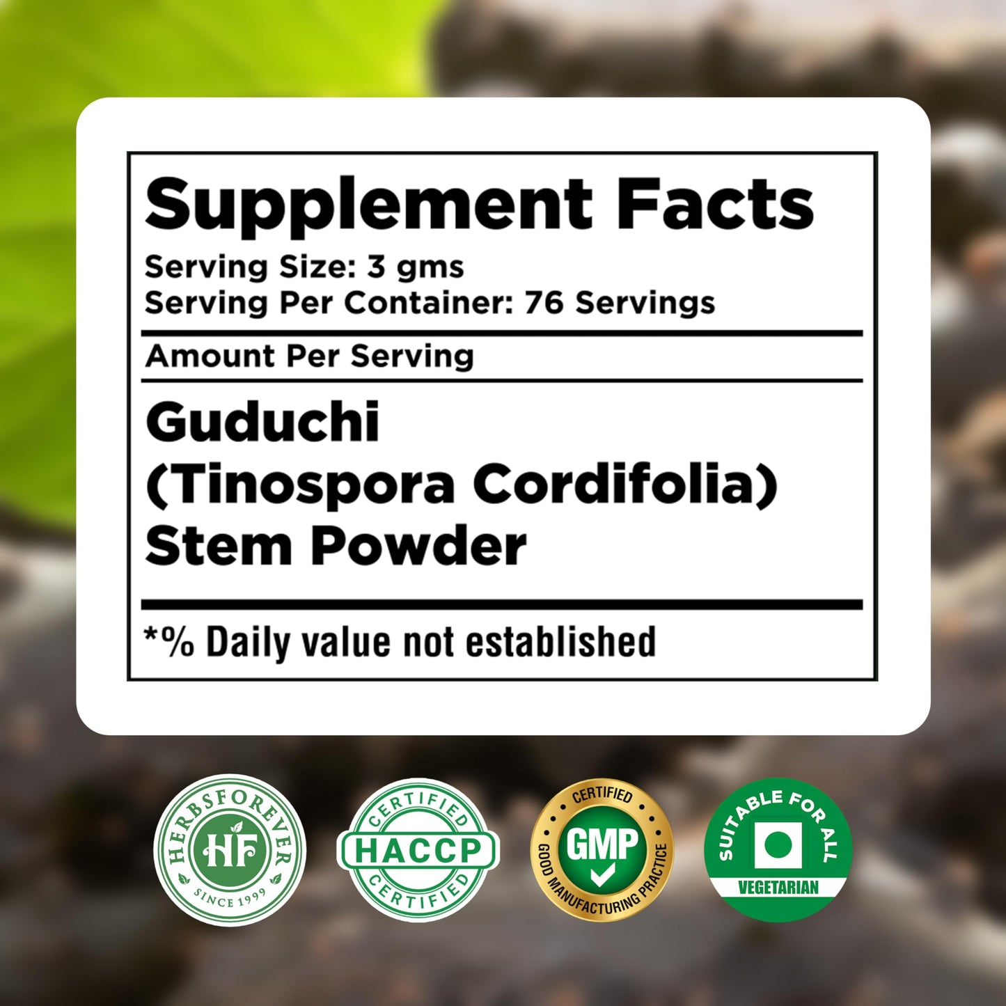 Herbsforever Guduchi Powder Tinospora Cordifolia Ayurvedic Herbal Supplement 8.11 Ounce