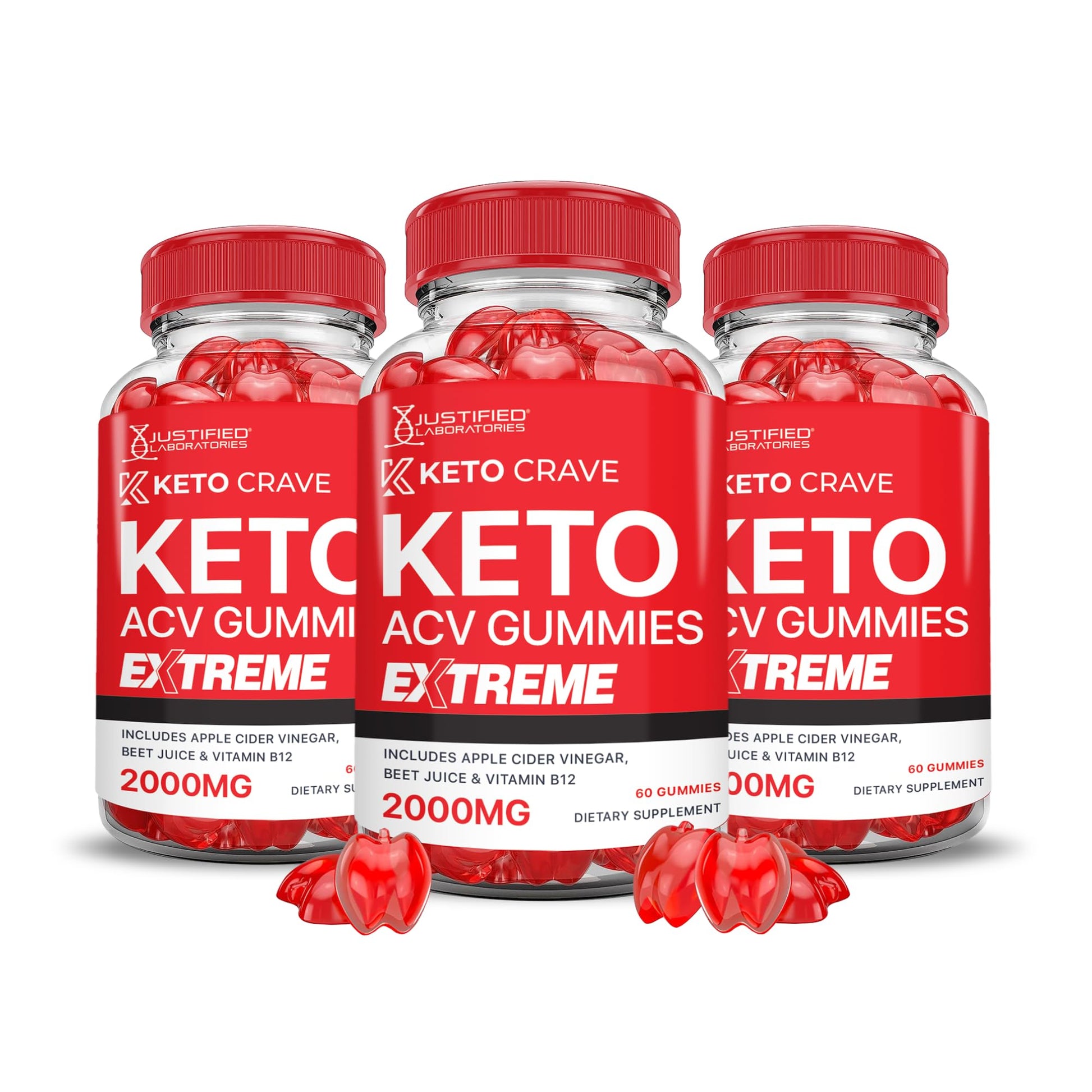 Justified Laboratories Keto Crave Keto ACV Gummies Extreme (2000 mg) 180 Gummies