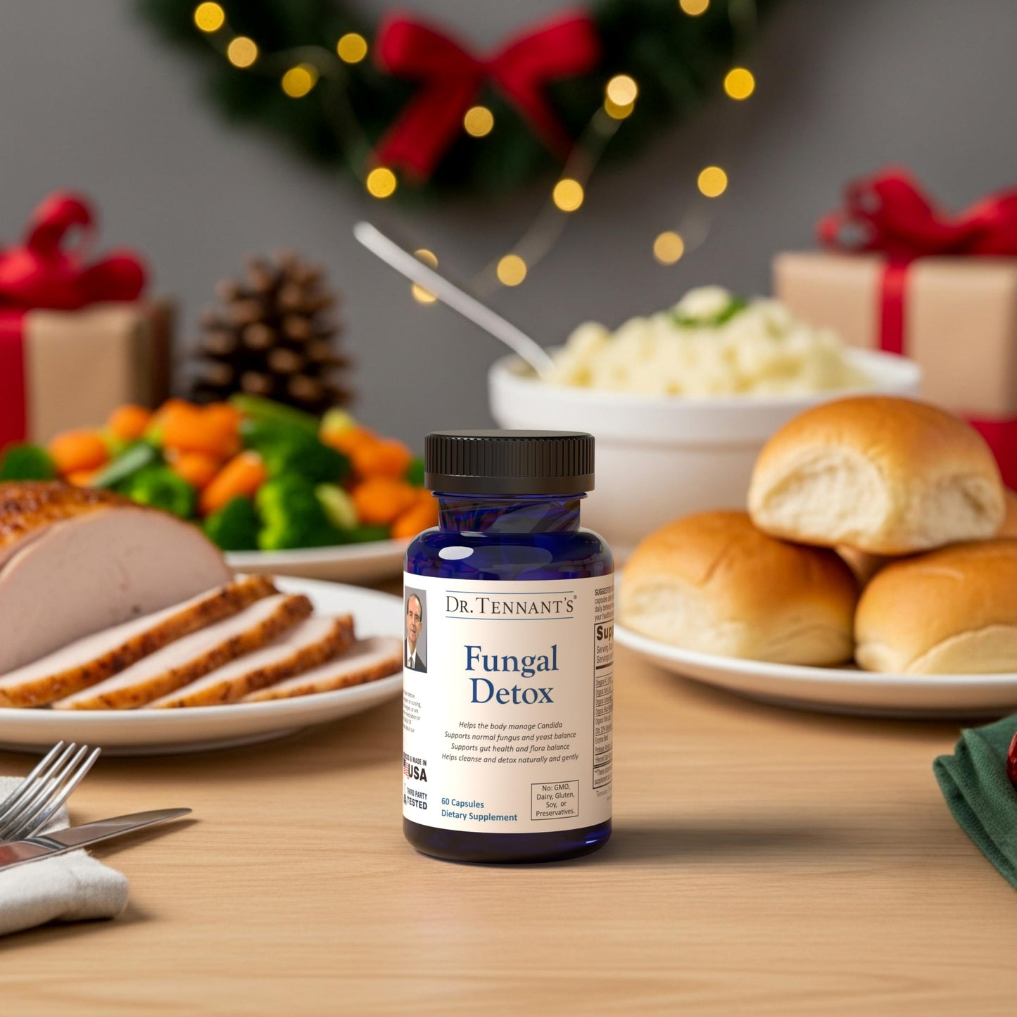 Dr. Tennant's Fungal Detox Candida Cleanse, Hormone & Gut Health Support Capsules 60