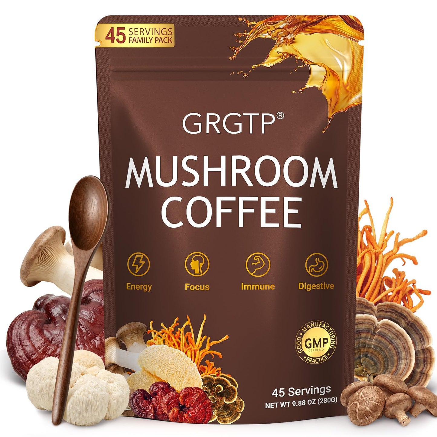 GRGTP Mushroom Coffee Powder, 9.88 oz