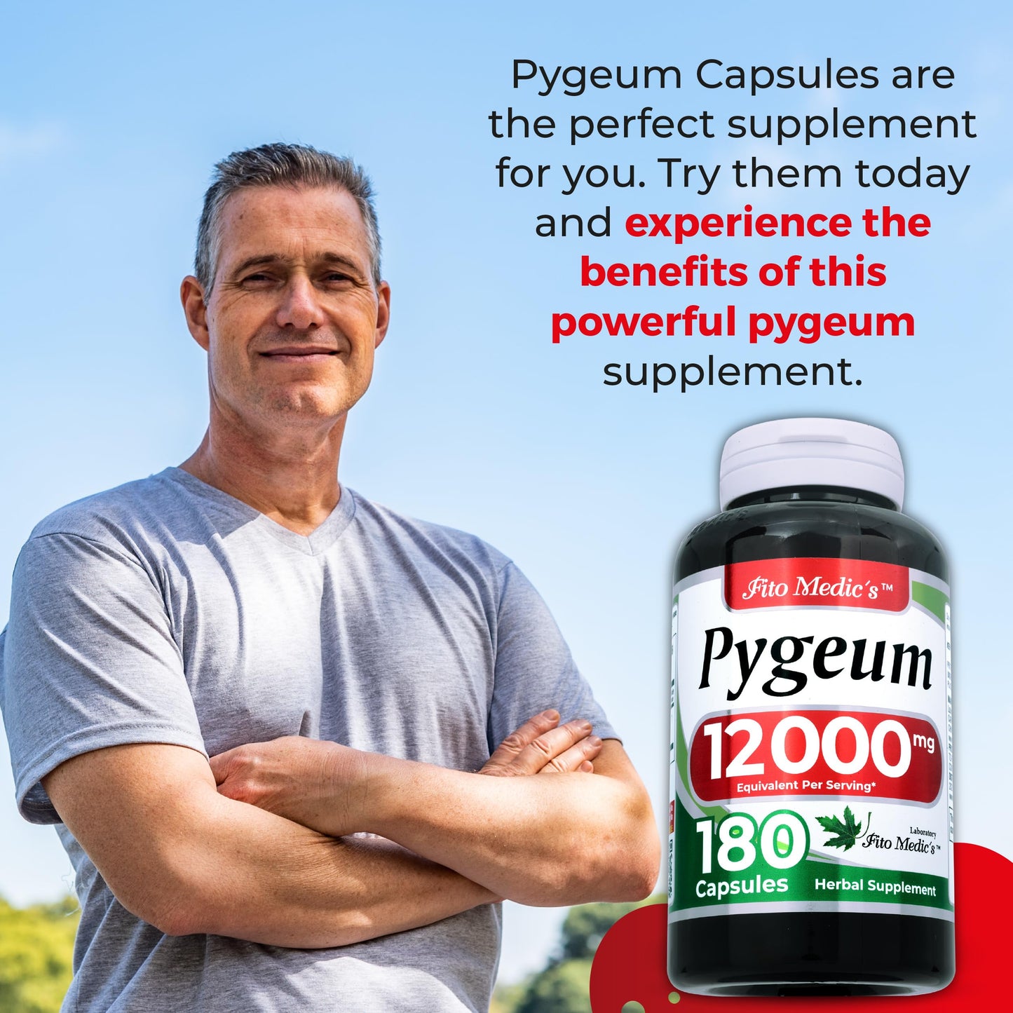 FITO MEDIC'S Pygeum Supplement, 180 Capsules
