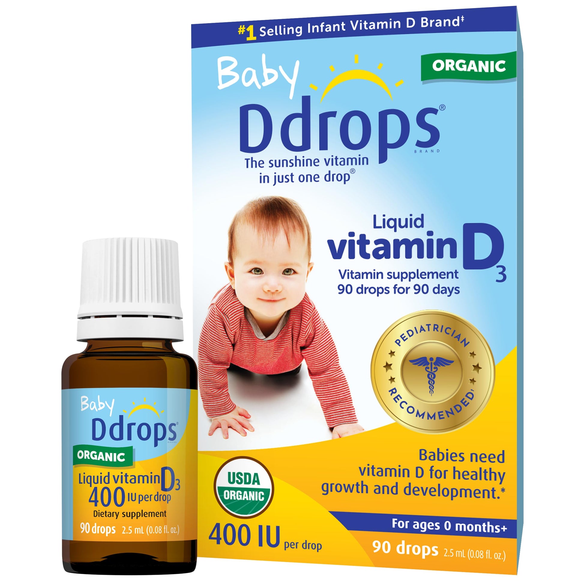 Ddrops Baby Vitamin D 400 IU Drops, 90 Drops