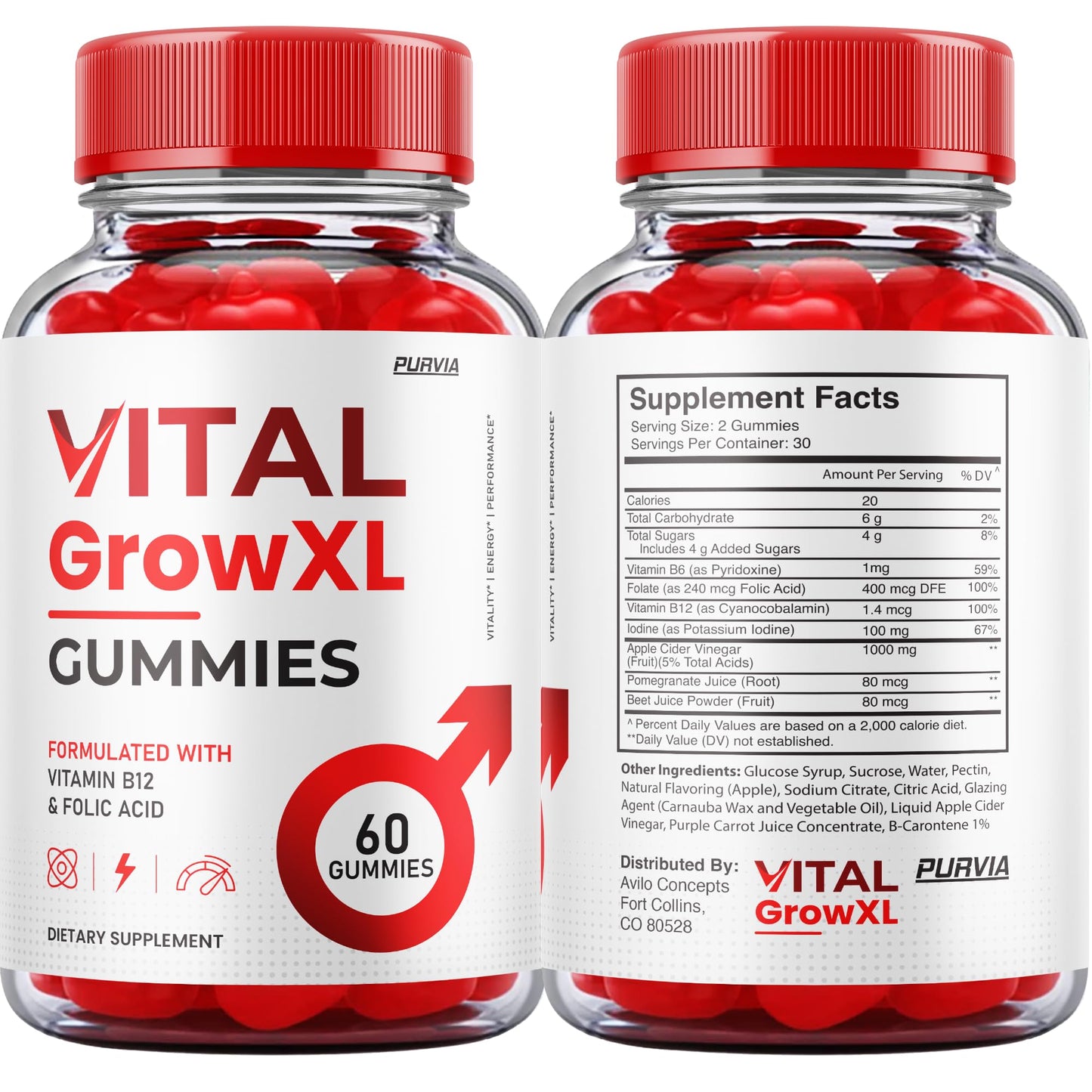 Purvia Vital Grow XL Gummies 120 Gummies