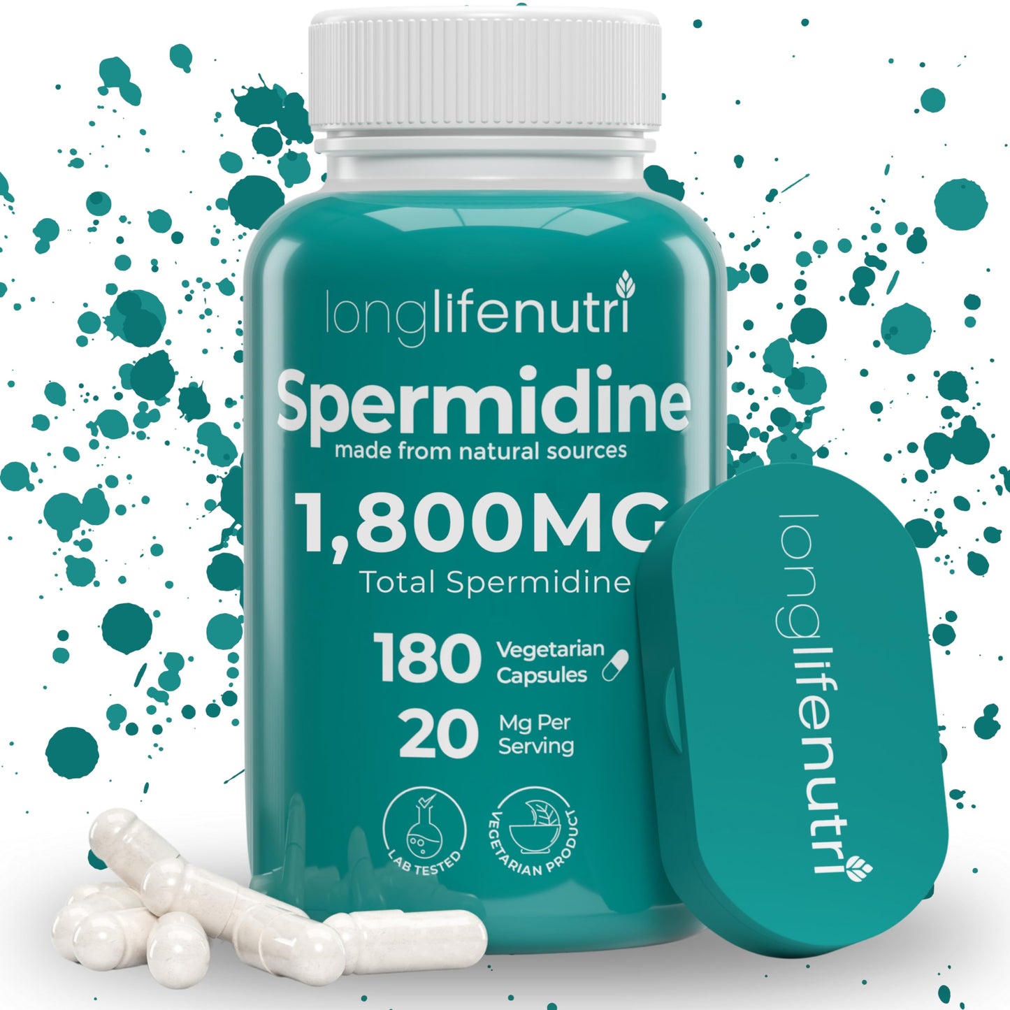 LongLifeNutri Spermidine 20mg Capsules, 180 Count