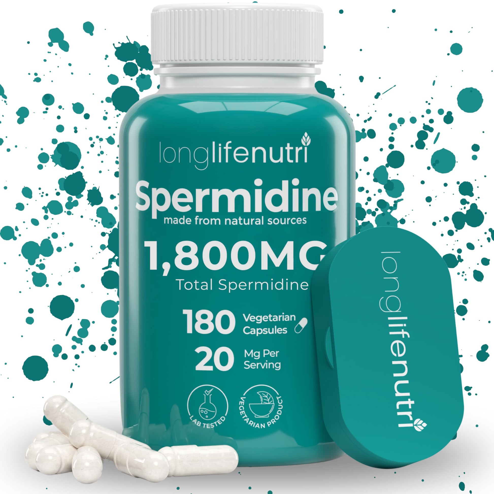 LongLifeNutri Spermidine 20mg Capsules, 180 Count