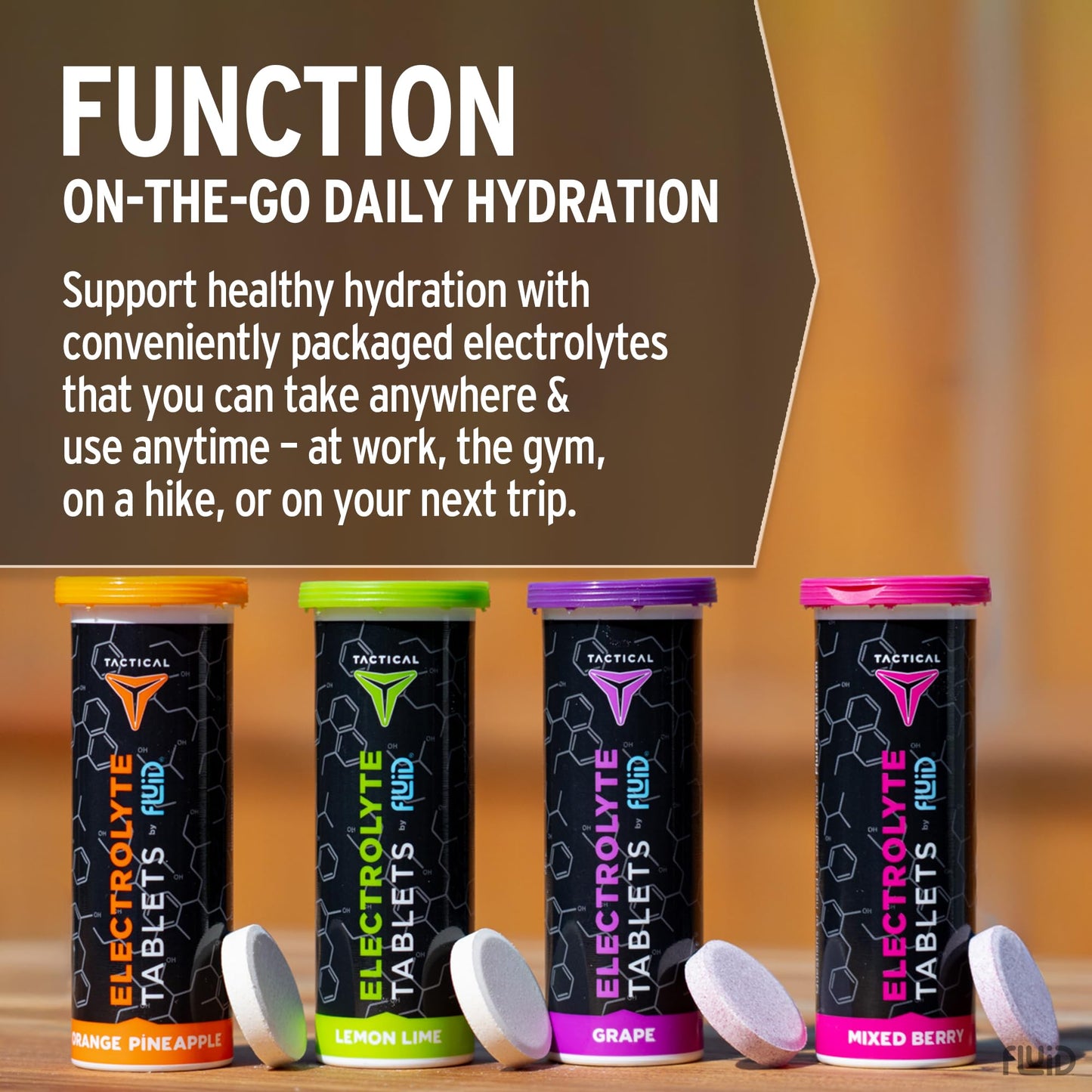 Fluid Tactical Effervescent Electrolyte Tablets, 40 Tablets