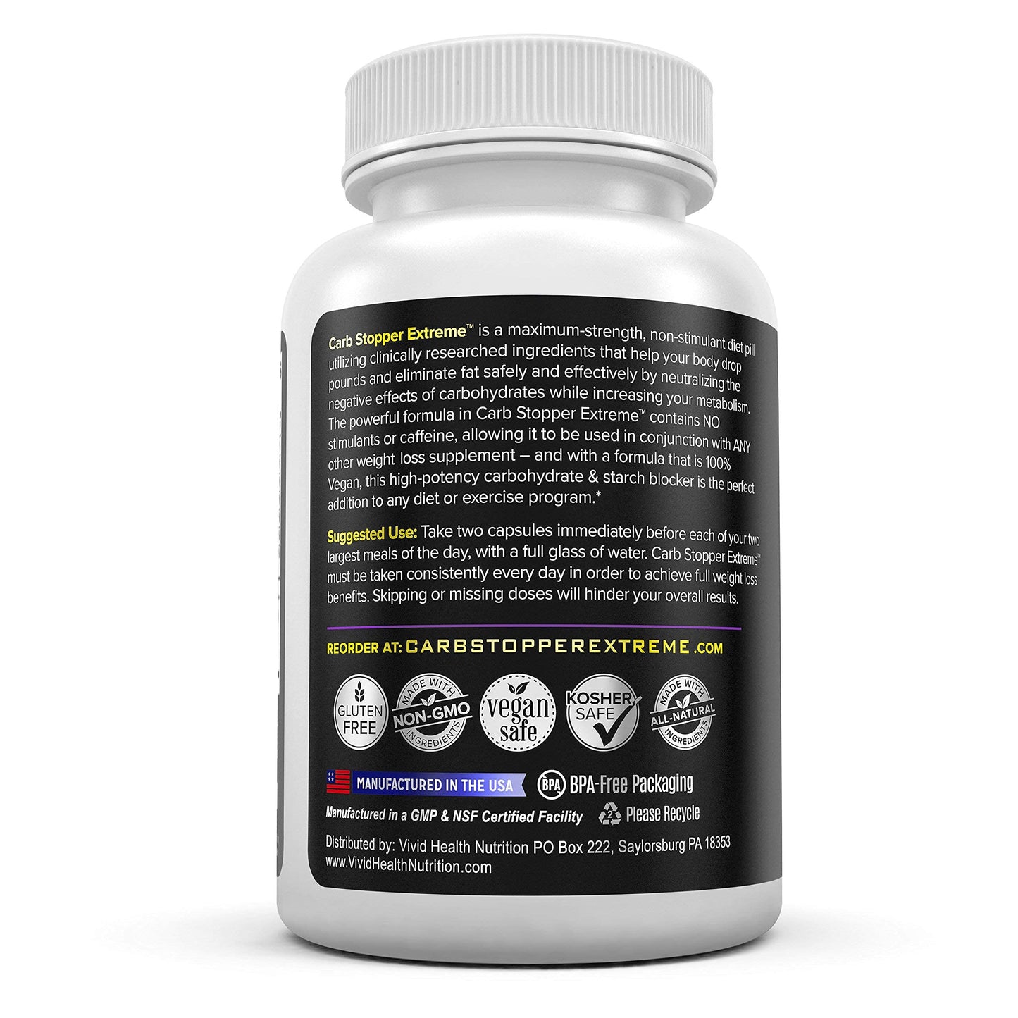 Carb Stopper Extreme Maximum Strength, Natural Carbohydrate and Starch Neutralizer | Keto Diet Cheat Supplement to Intercept Carbs with White Kidney Bean Extract 60 Capsules