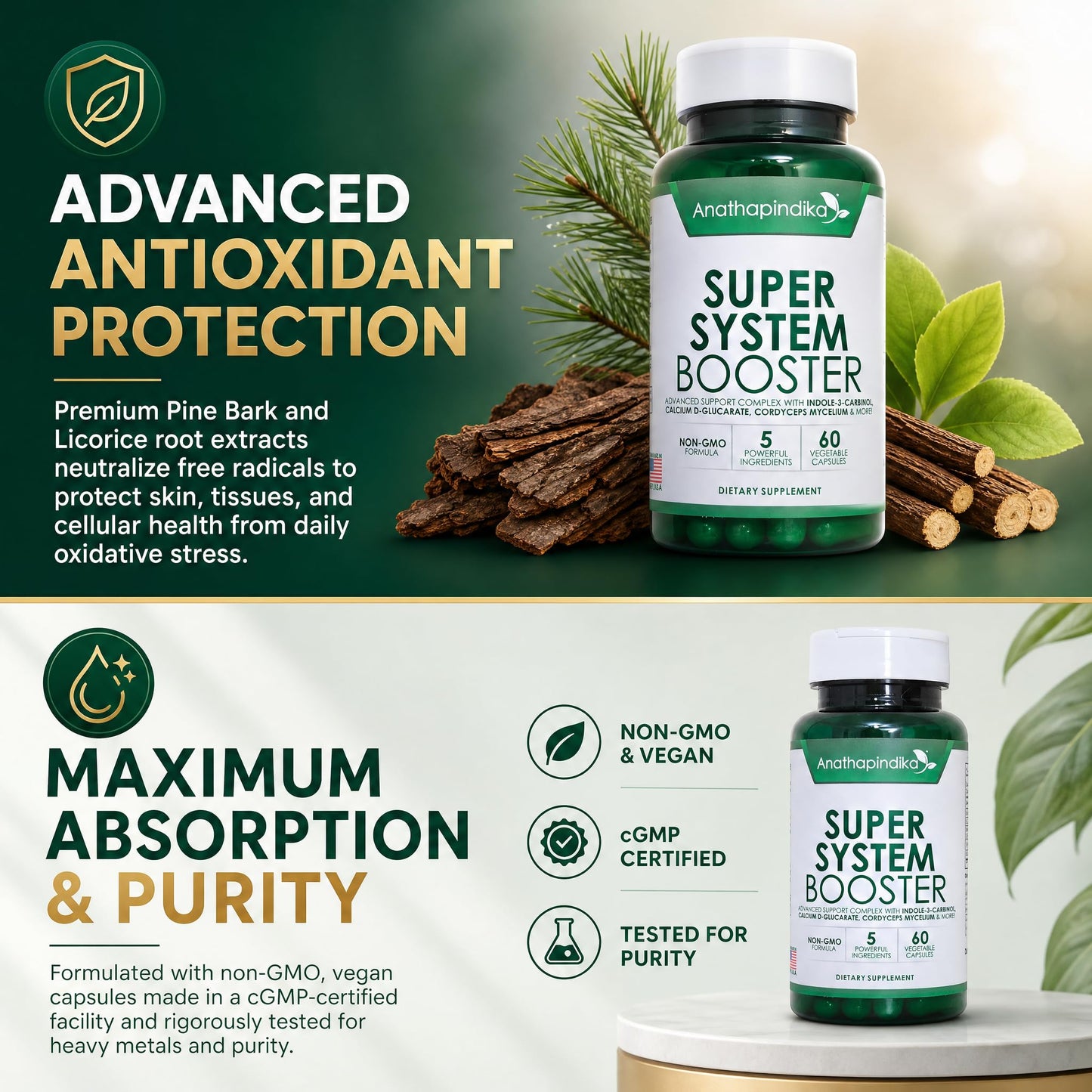 Anathapindika Health Super System Booster 5-in-1 Cleansing, Detox and Antioxidants, Capsule, 120 Count