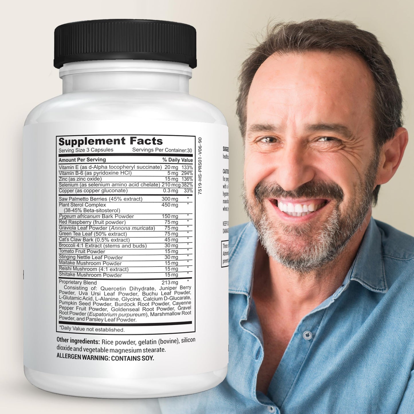Daily Defense Prostate Defense Prostate Health Supplement for Men with Saw Palmetto Powder, Vitamin E, Zinc, Mushrooms, Pumpkin Seed - Urinary Prostate Support Capsules 90