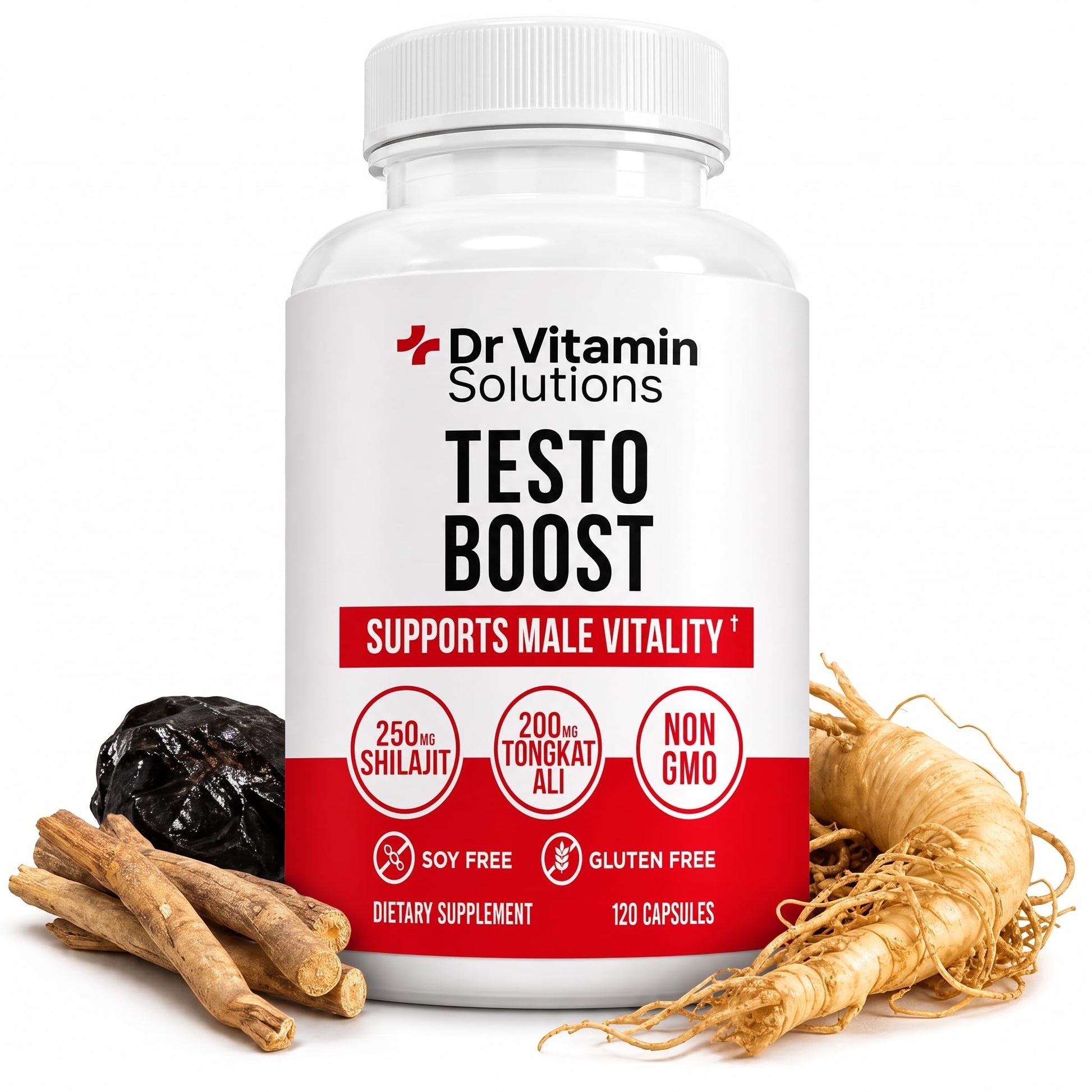 DR VITAMIN SOLUTIONS Testosterone Booster for Men - Tongkat Ali & Ashwagandha Capsules, 120 Capsules