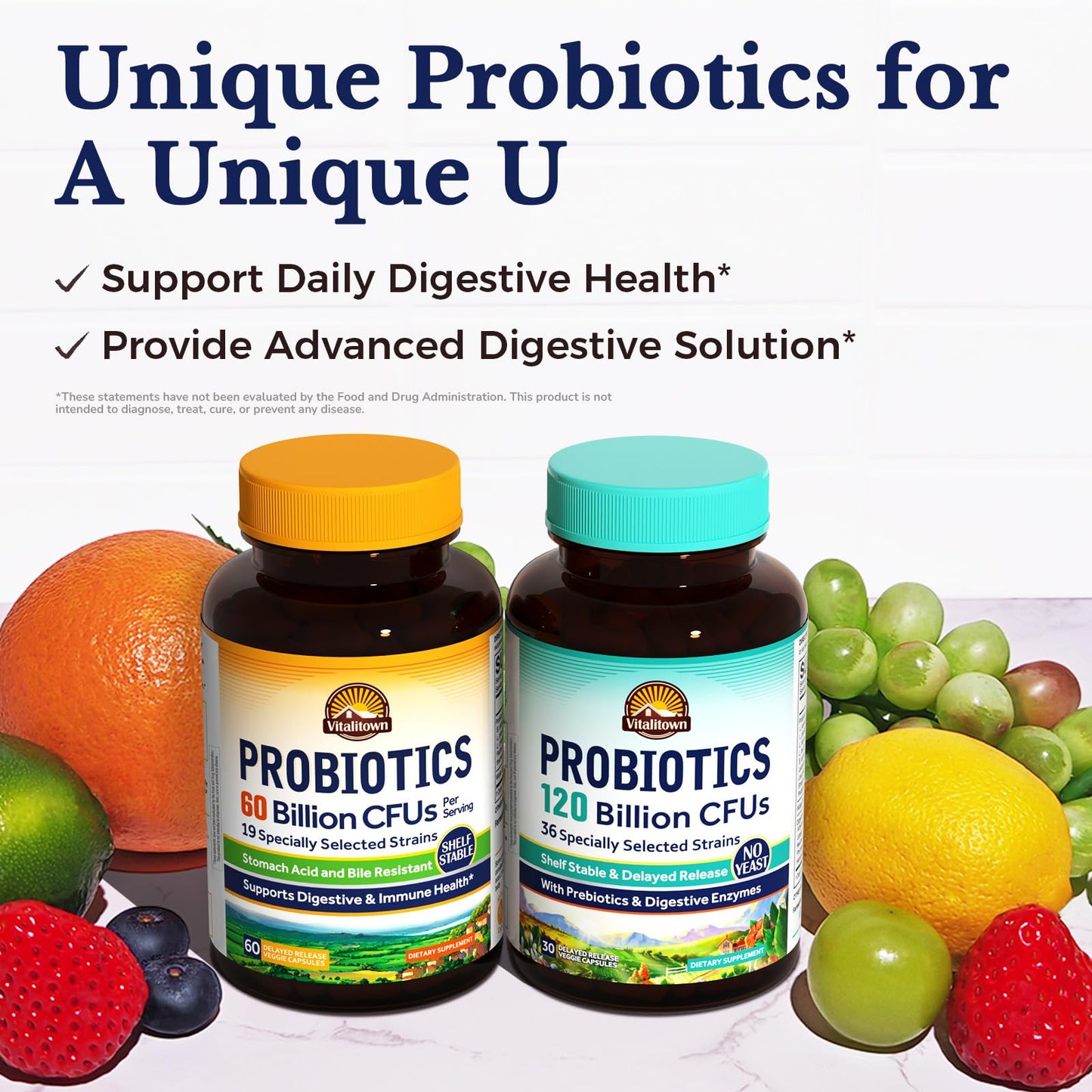 Vitalitown Probiotics + Prebiotics 60 Billion CFUs 19 Strains Capsule 60 Count