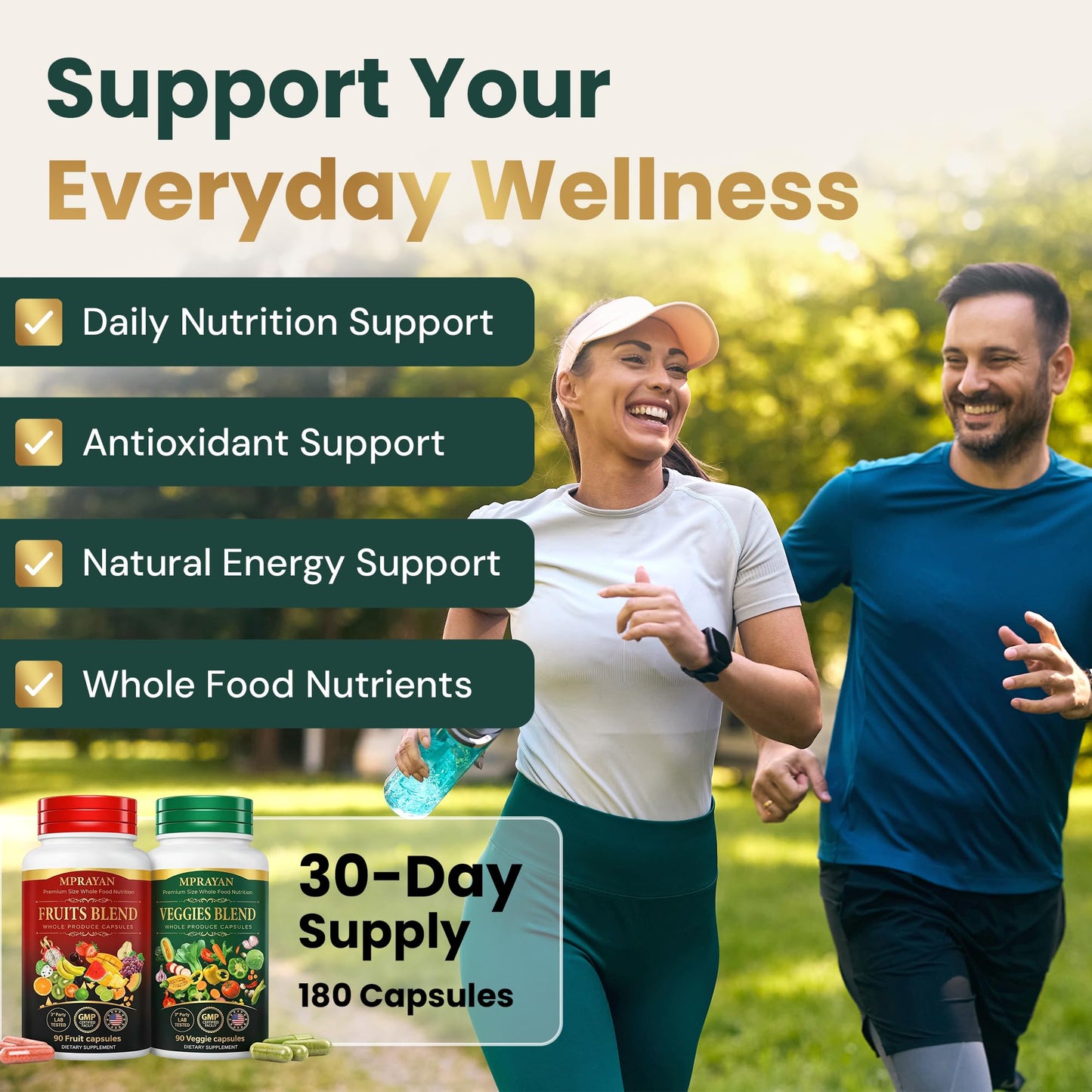 MPRAYAN Fruits and Veggies Supplement for Daily Wellness Capsules, 180 Capsules