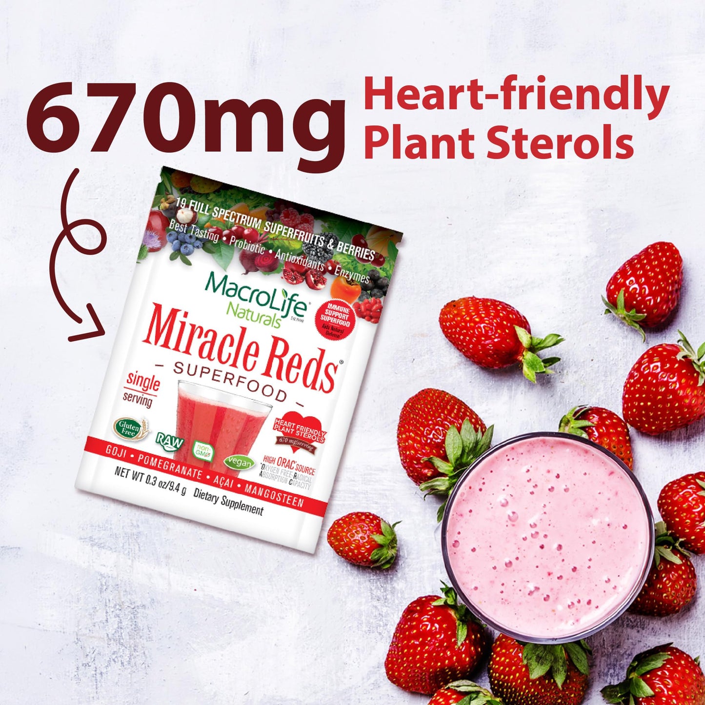 MacroLife Naturals Miracle Reds Superfood Powder, 4 oz