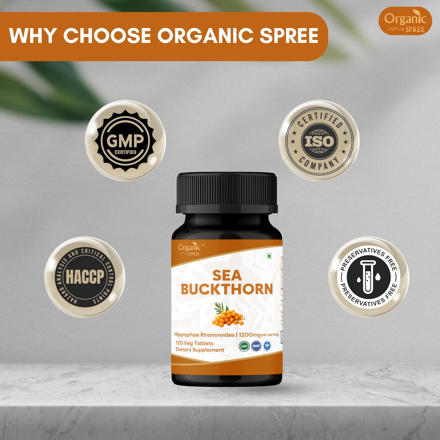 ORGANIC SPREE Sea Buckthorn 120 Tablets, 360 Tablets